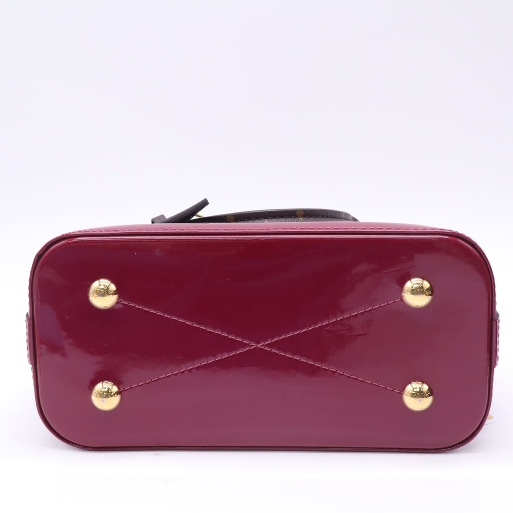 Louis Vuitton Alma Patent Leather Handbag Burgundy Twins B23444