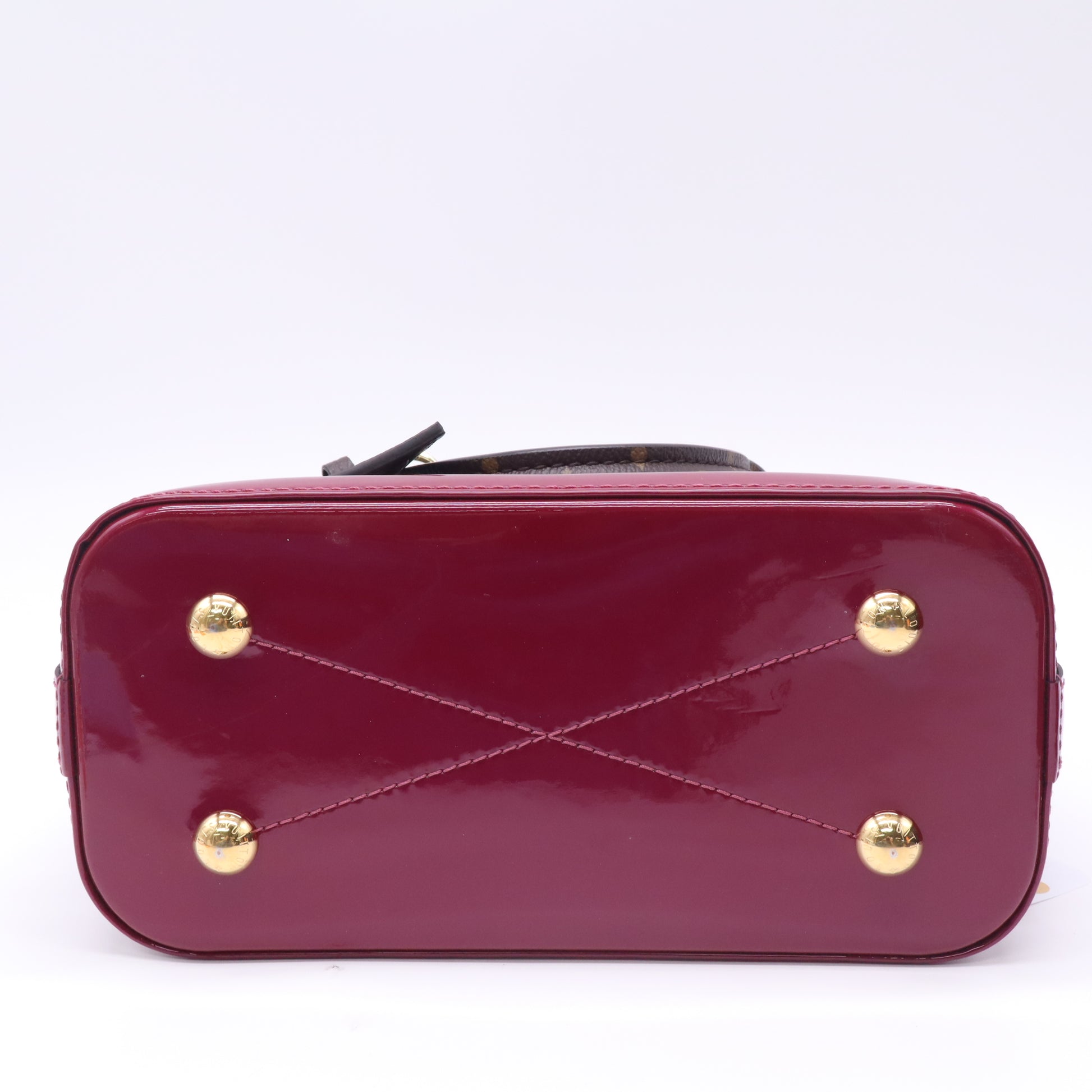 Louis Vuitton Alma Patent Leather Handbag Burgundy Twins B23444