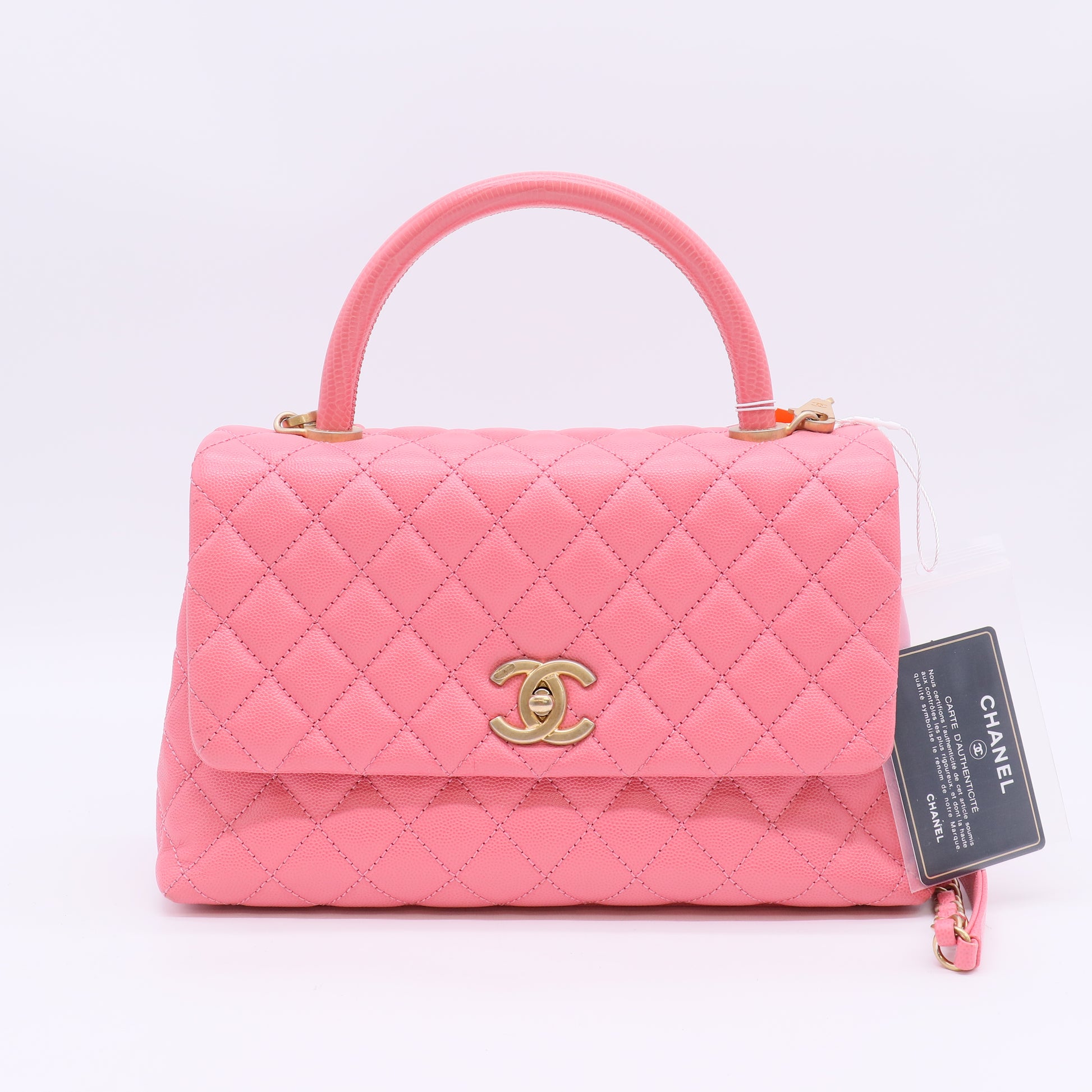 Chanel Caviar Quilted Small Coco Handle Flap Pink twins LDZ983