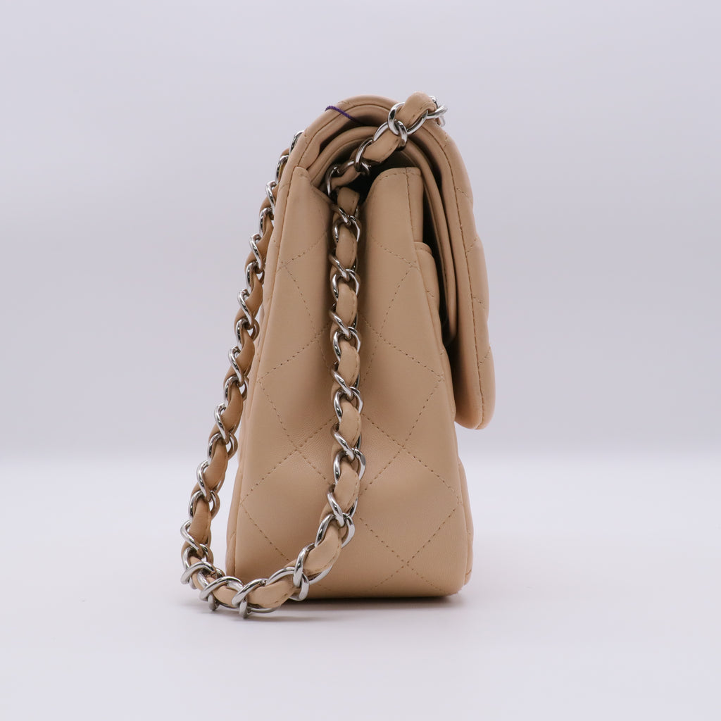 Caviar Quilted Jumbo Double Flap Light Beige twins