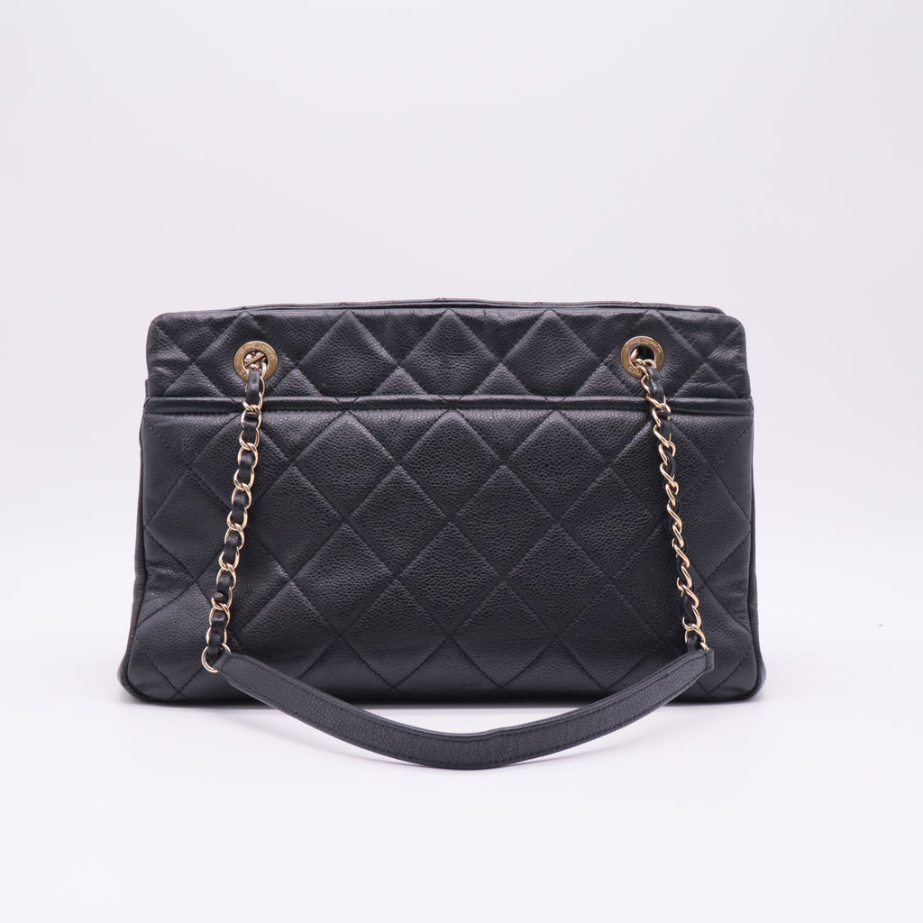 Black Caviar Leather Shoulder Bag twins