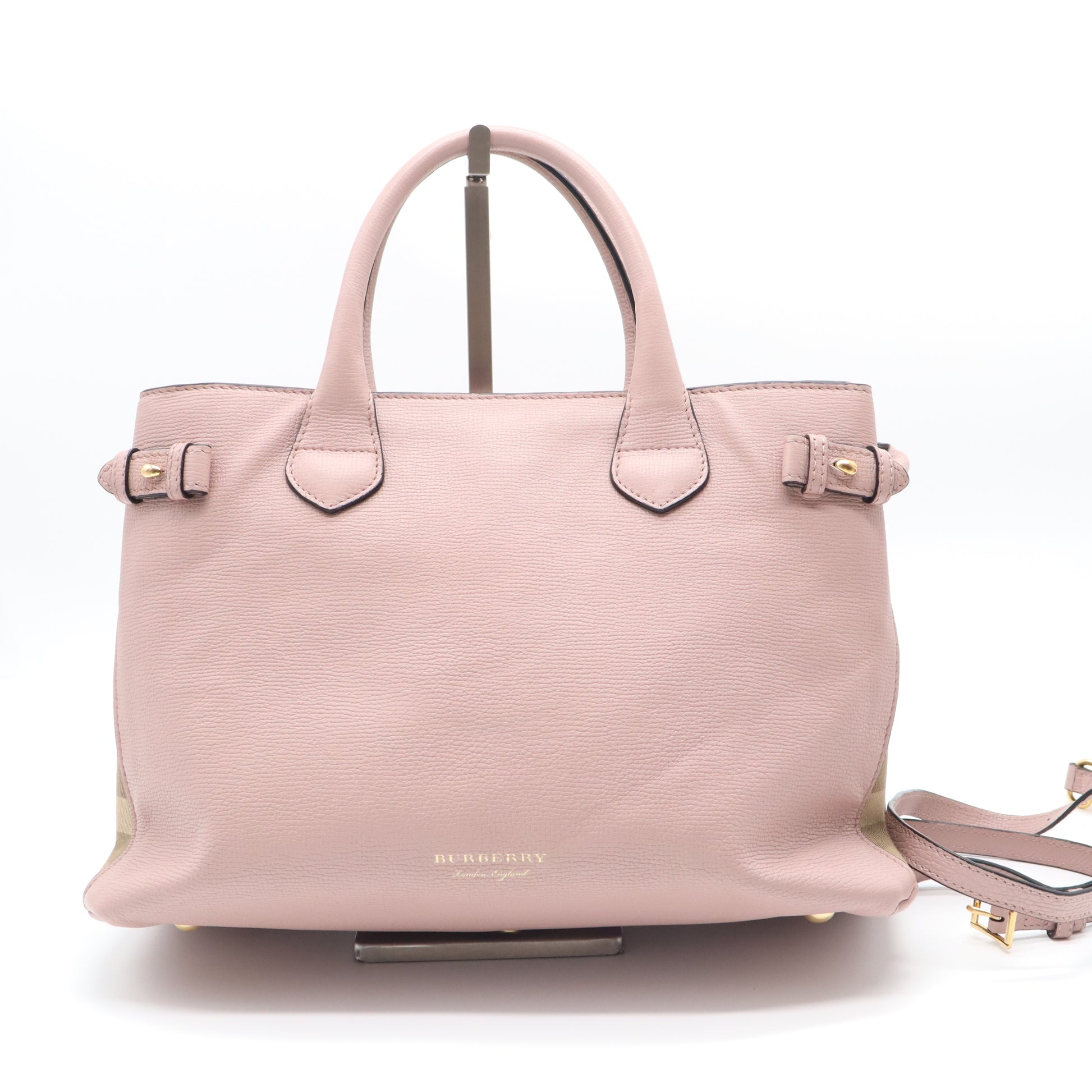 Banner Tote Leather and House Check Canvas Medium B21709