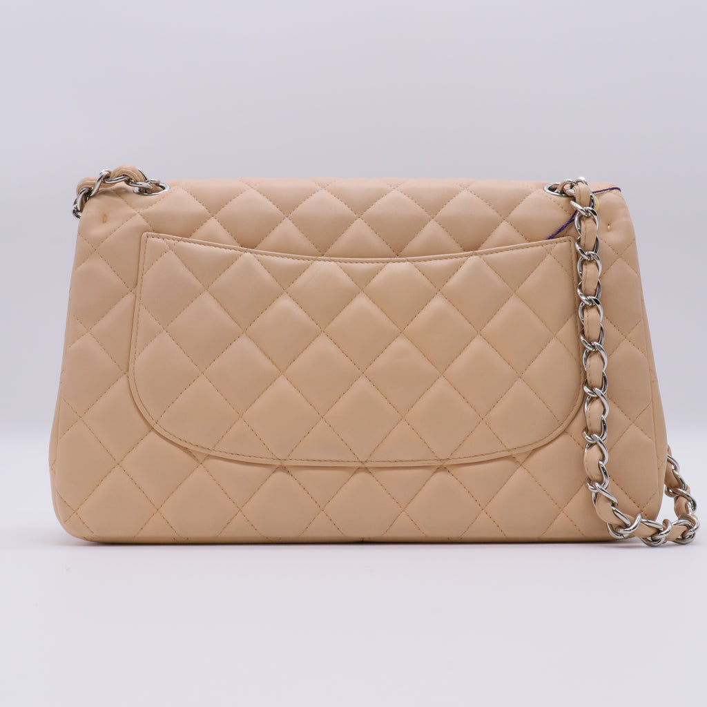 Caviar Quilted Jumbo Double Flap Light Beige twins