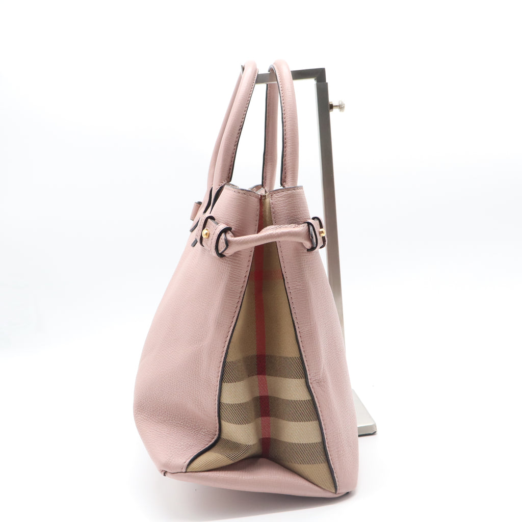 Banner Tote Leather and House Check Canvas Medium B21709