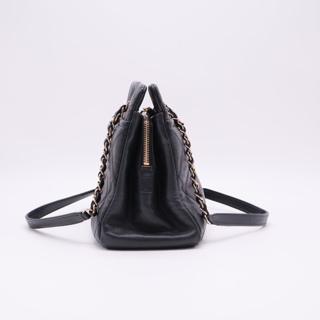 Black Caviar Leather Shoulder Bag twins