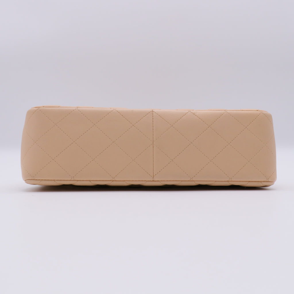 Caviar Quilted Jumbo Double Flap Light Beige twins