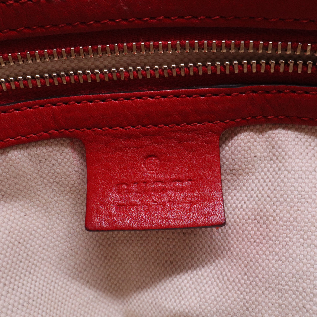Gucci Red Leather Bamboo Tassel Handbag