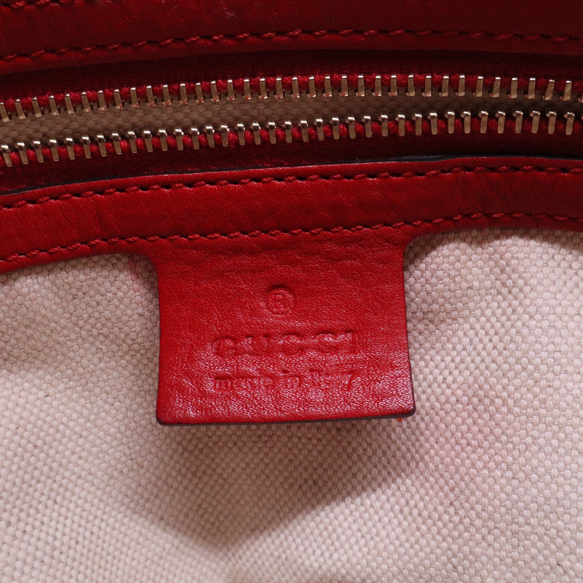 Gucci Red Leather Bamboo Tassel Handbag