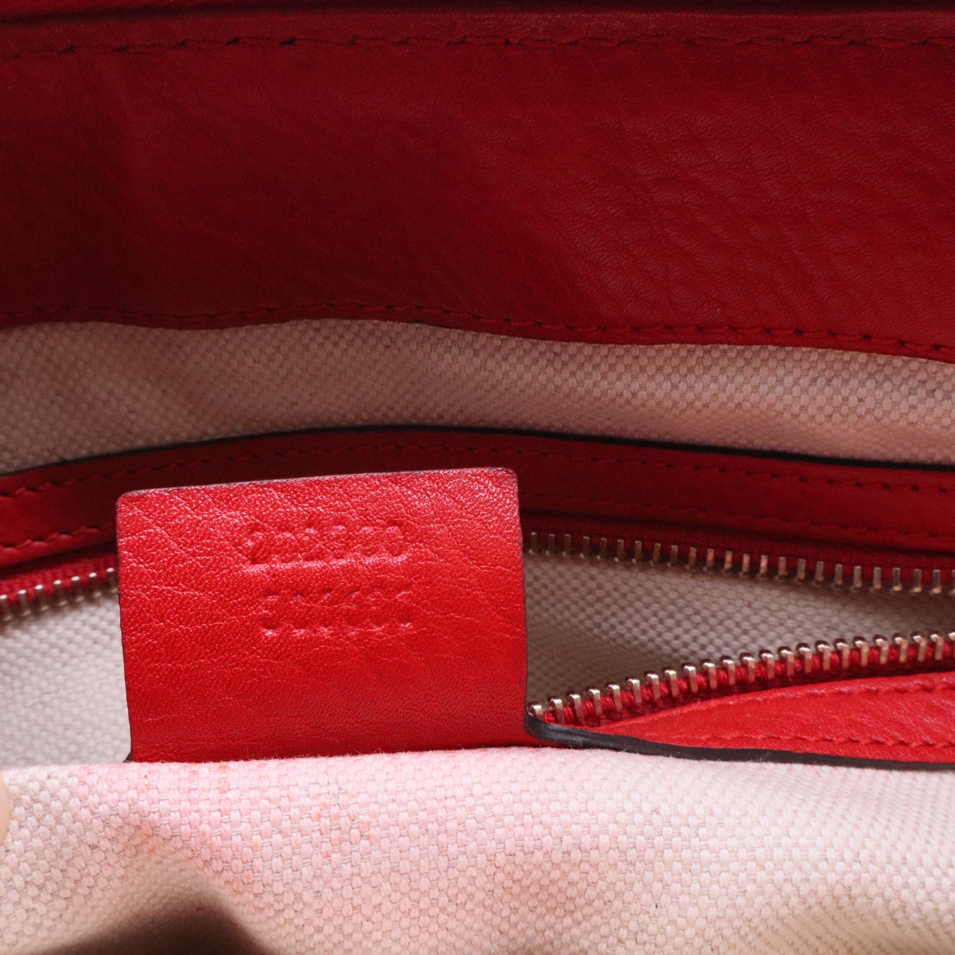 Gucci Red Leather Bamboo Tassel Handbag