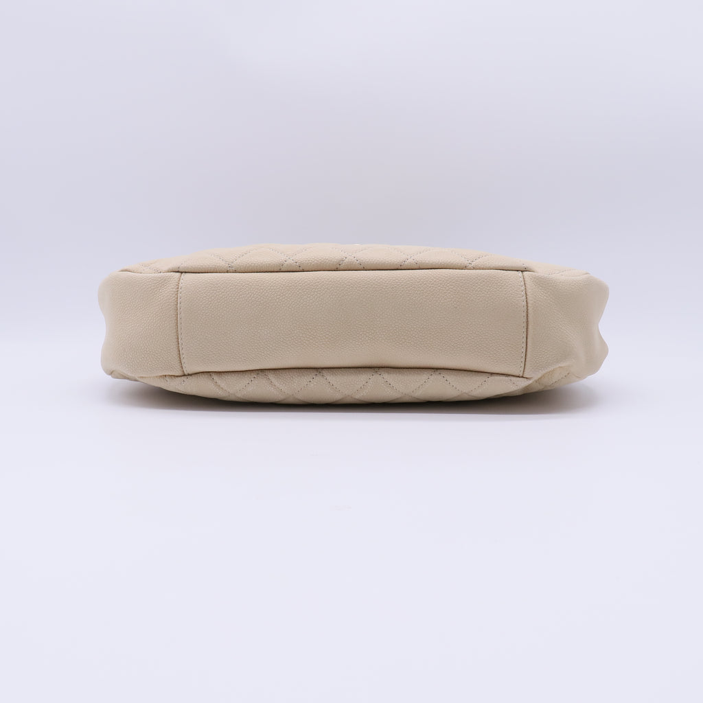 Light Beige Quilted Matte Caviar Leather CC Messenger Bag B22066