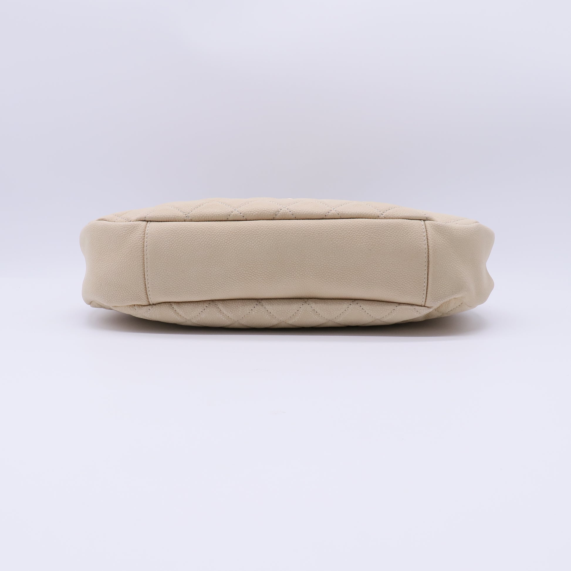 Light Beige Quilted Matte Caviar Leather CC Messenger Bag B22066