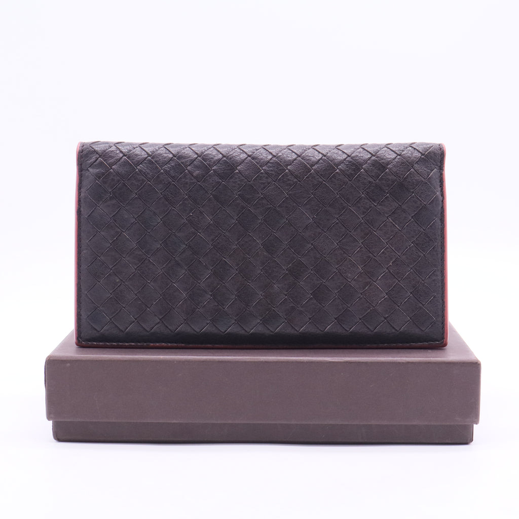 Intrecciato Weave Leather Wallet