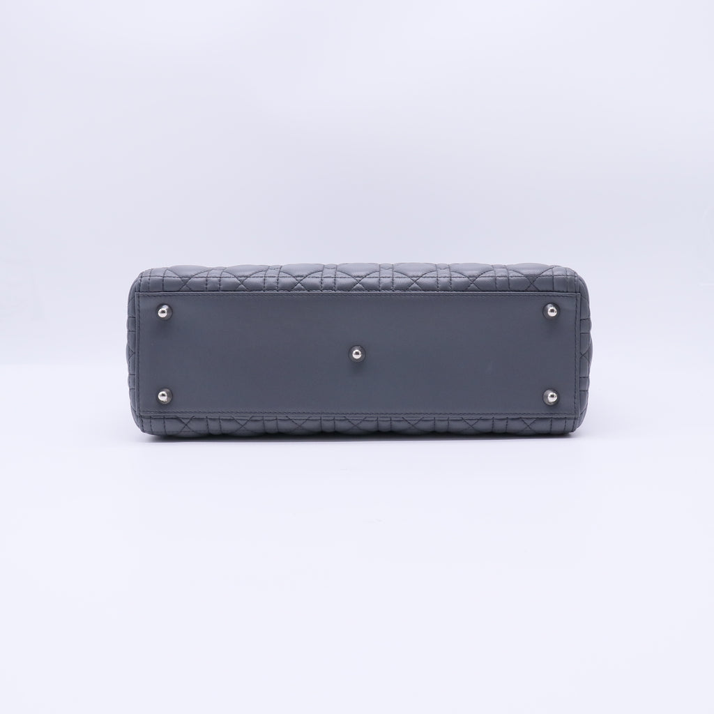 Navy Blue Cannage Quilted Lambskin Leather Large Lady Dior Bag LDM1516