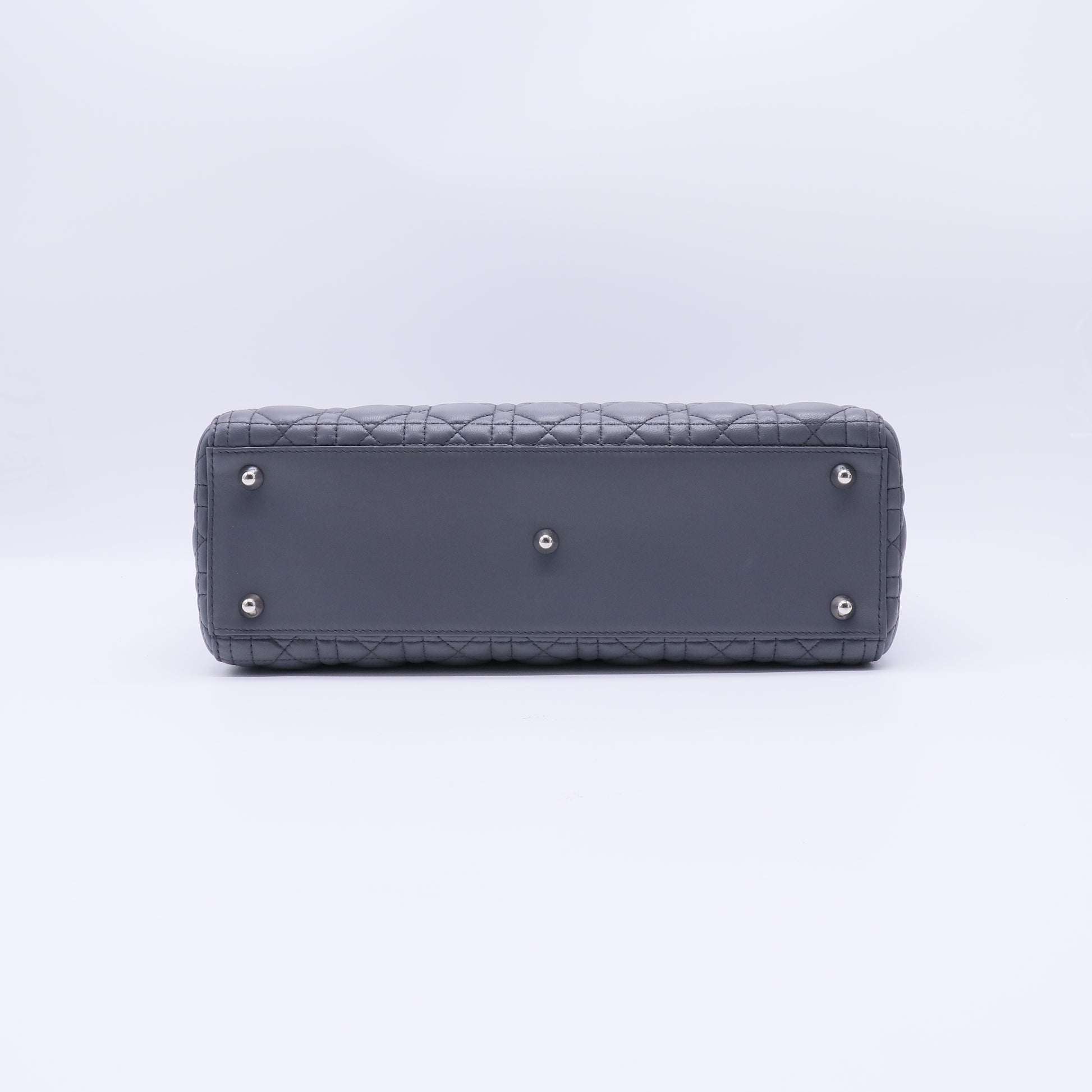 Navy Blue Cannage Quilted Lambskin Leather Large Lady Dior Bag LDM1516
