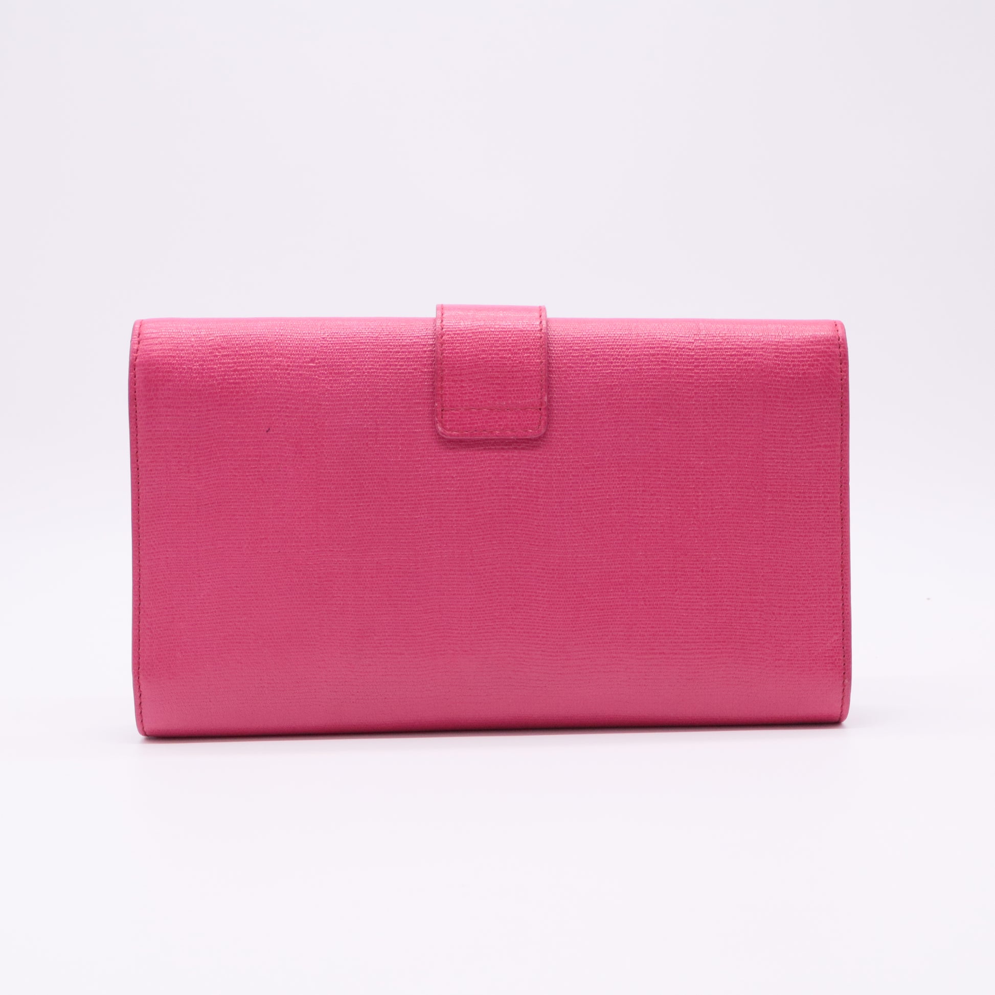 Calfskin Classic Y Ligne Clutch Fuchsia twins