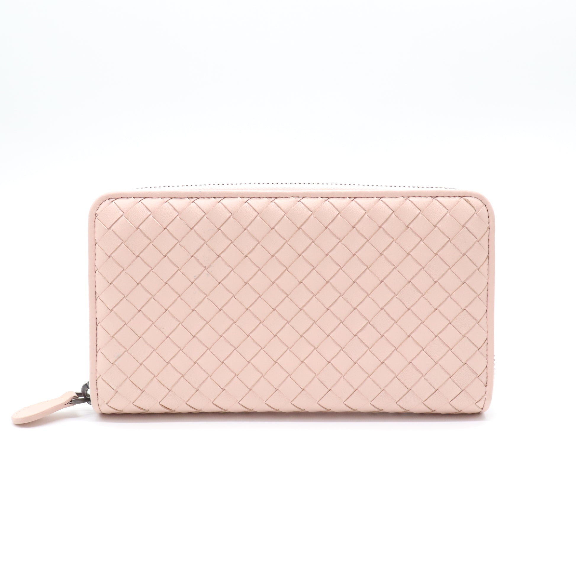 Metallic Nappa Intrecciato Zip Around Wallet Pink W21599