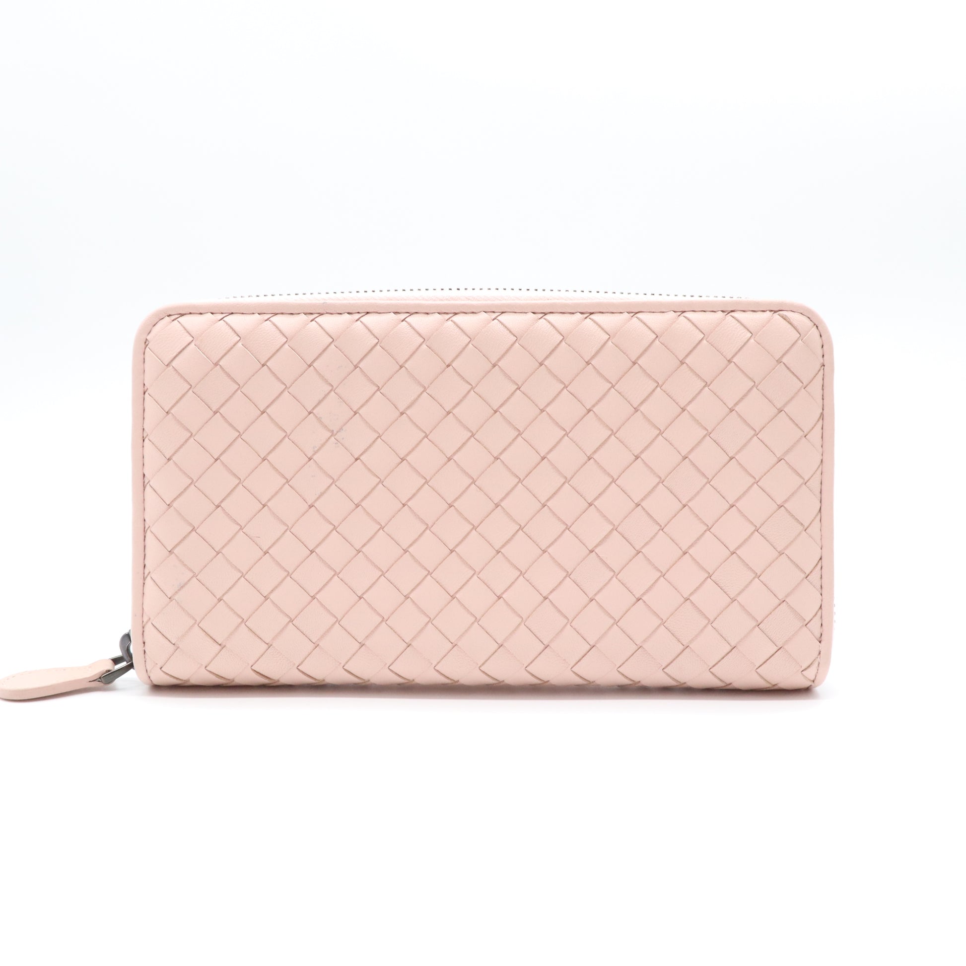 Metallic Nappa Intrecciato Zip Around Wallet Pink W21599