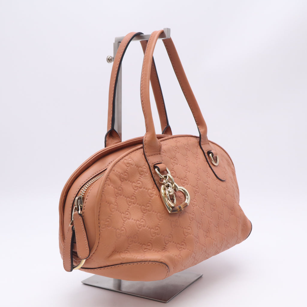 Brown Guccissima Leather Heart Bit Satchel B23984