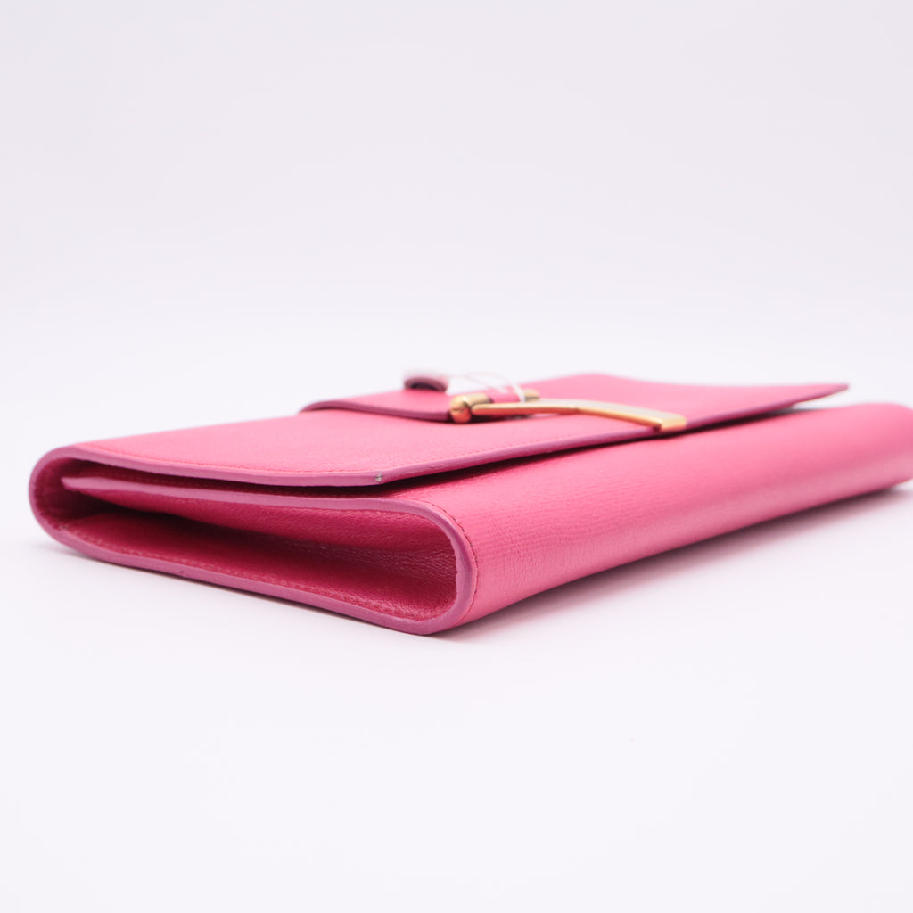 Calfskin Classic Y Ligne Clutch Fuchsia twins