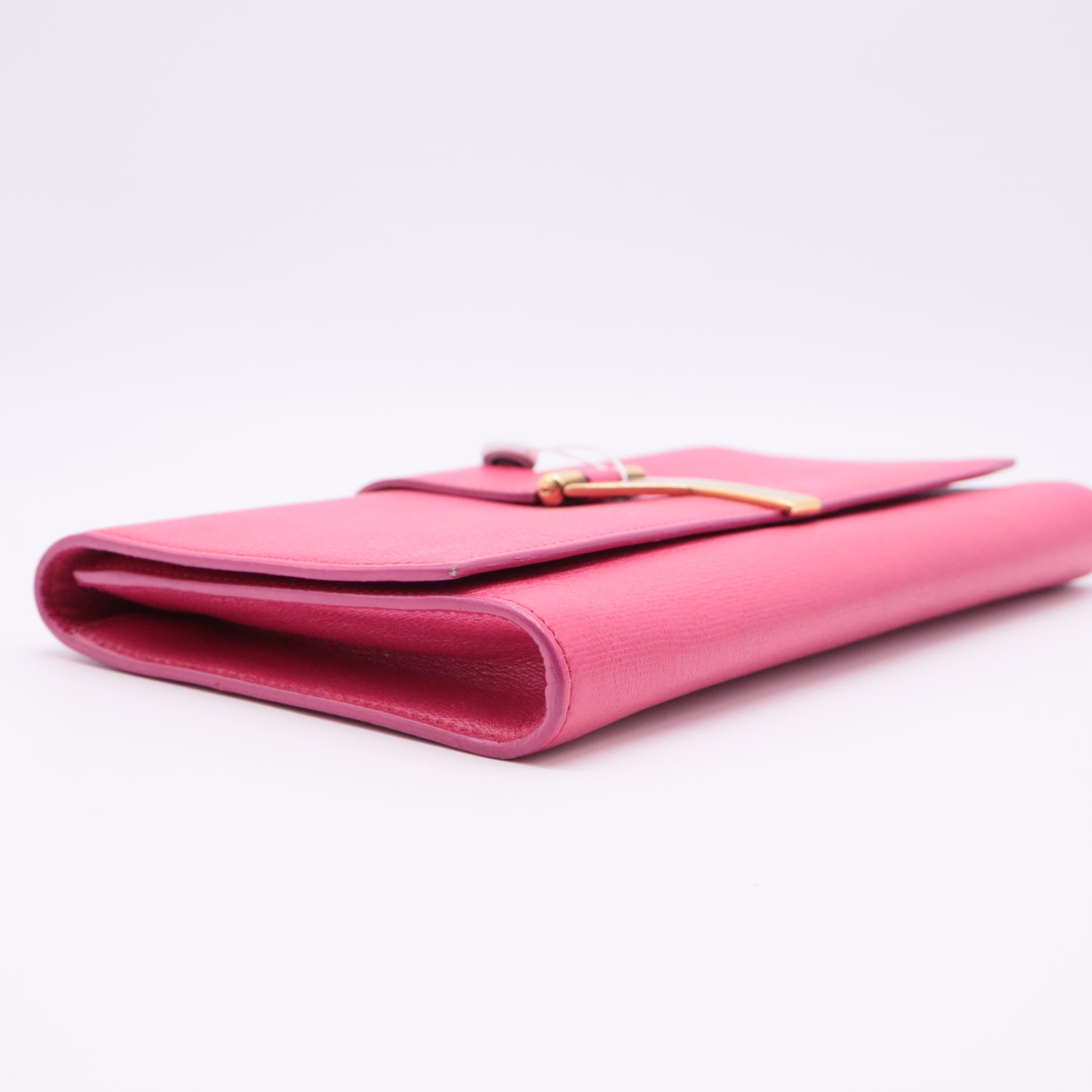 Calfskin Classic Y Ligne Clutch Fuchsia twins