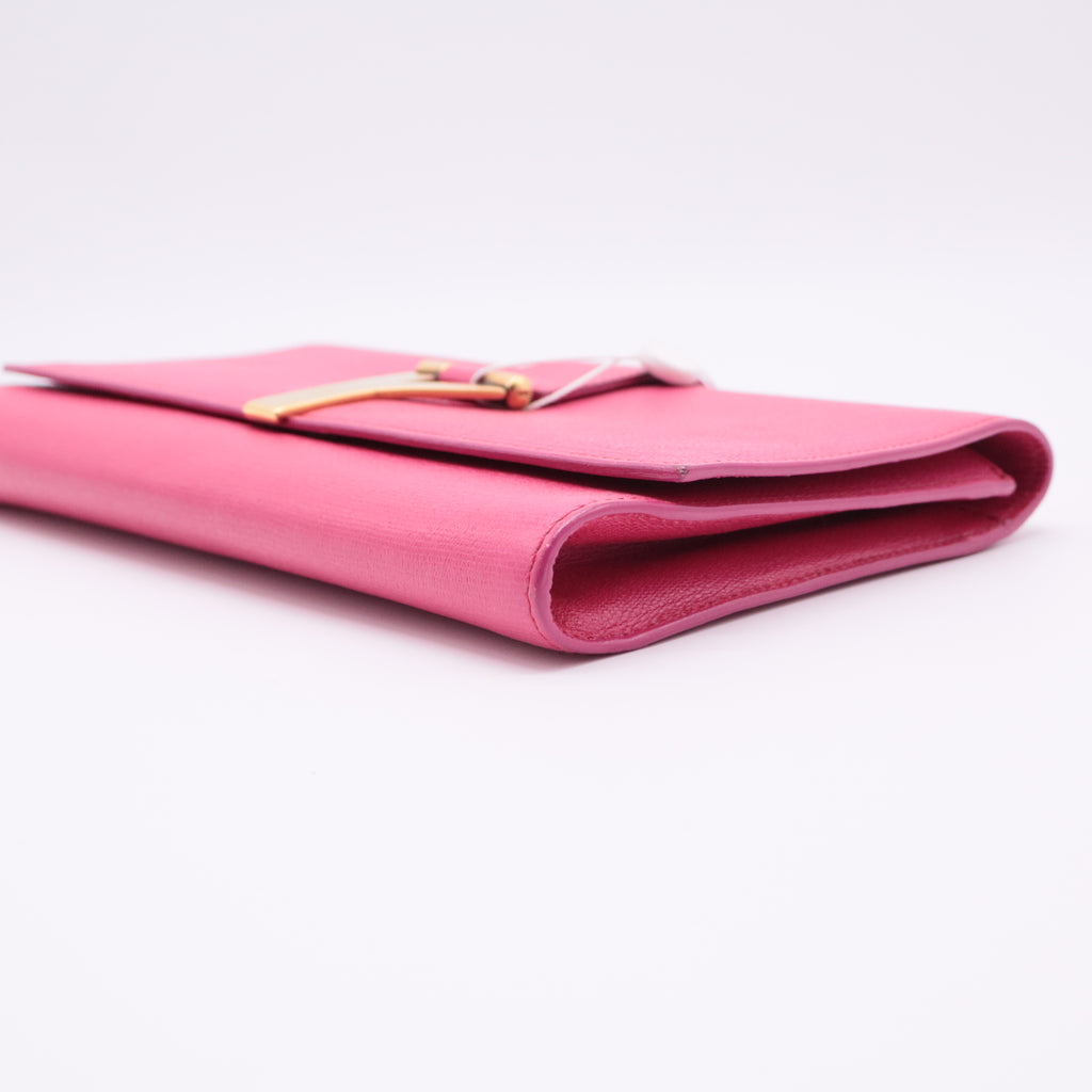 Calfskin Classic Y Ligne Clutch Fuchsia twins