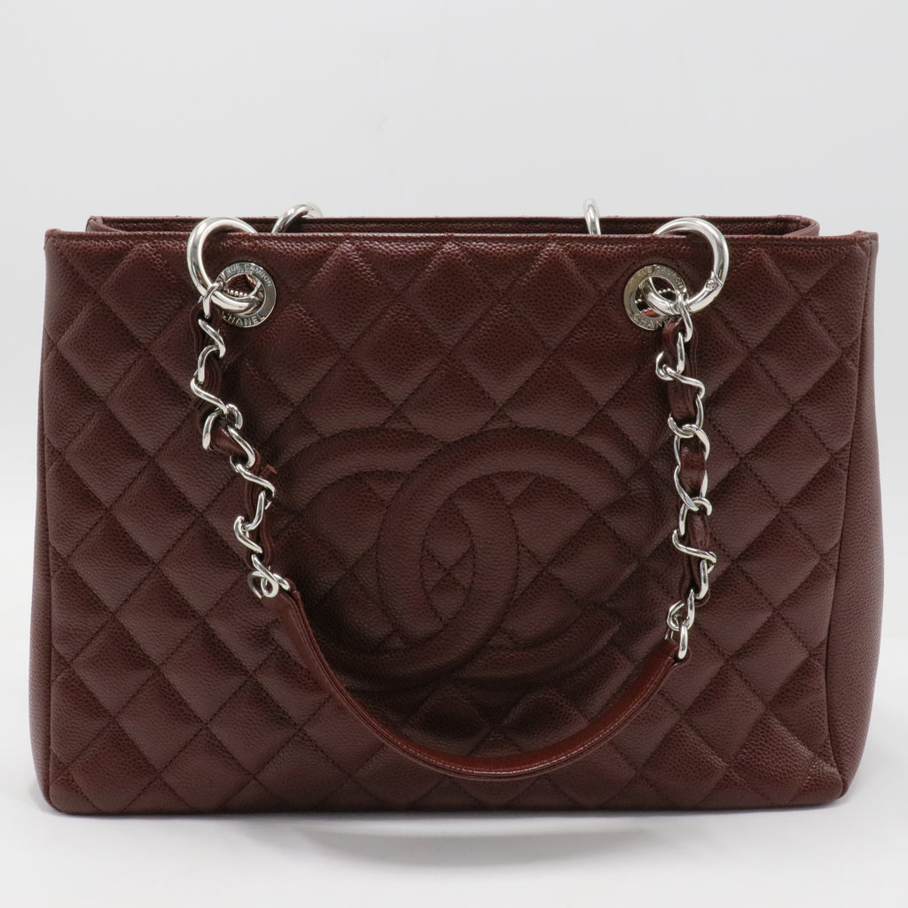 Grand Shopping Tote Quilted Caviar Burgundy