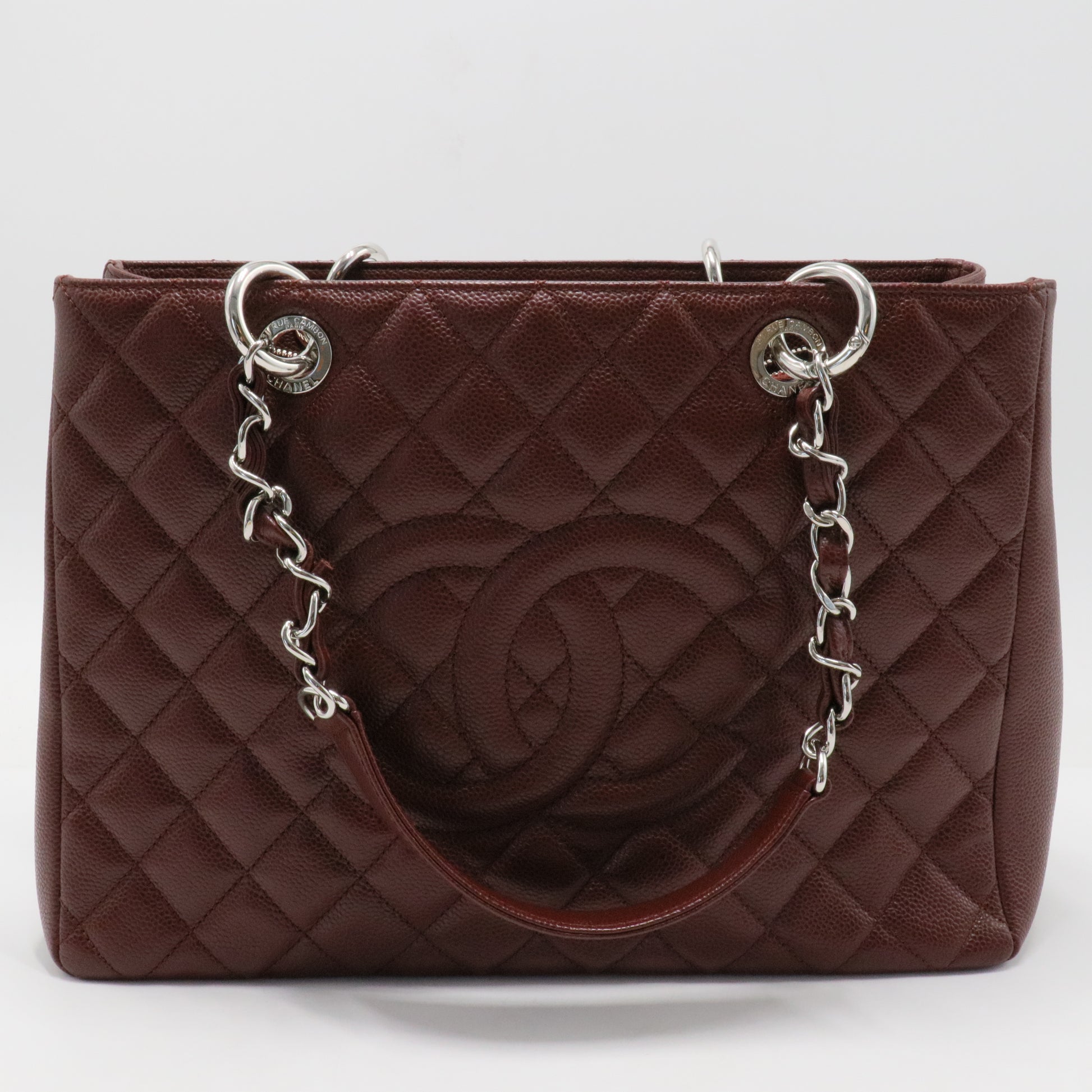 Grand Shopping Tote Quilted Caviar Burgundy