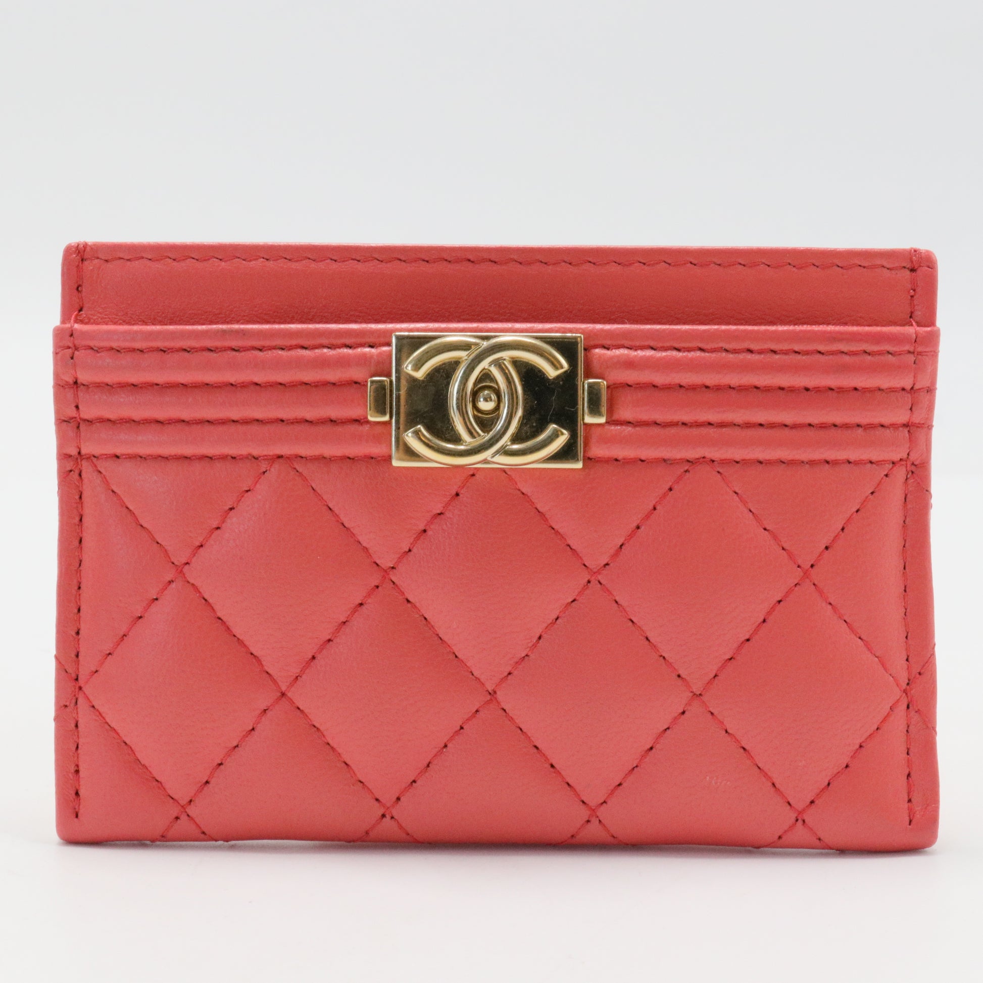 Caviar Quilted Boy Card Holder Pink