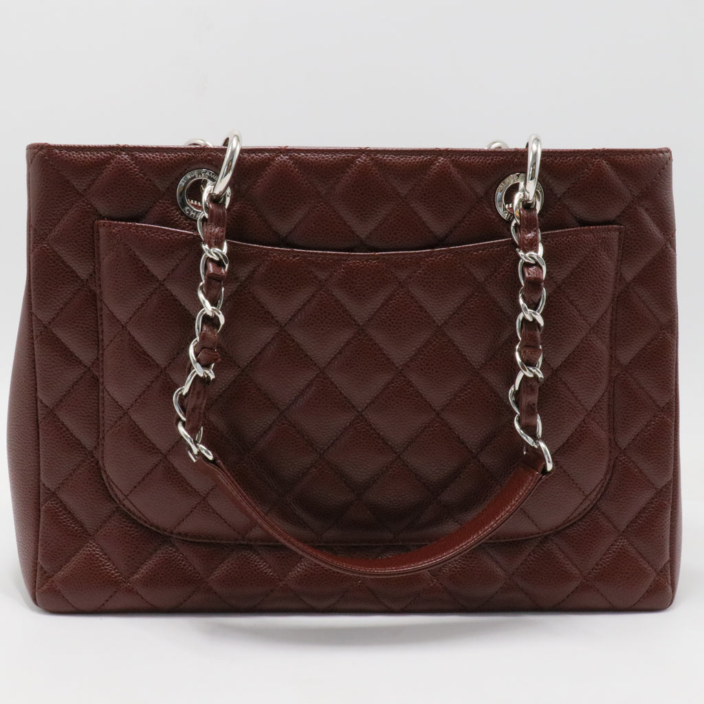 Grand Shopping Tote Quilted Caviar Burgundy
