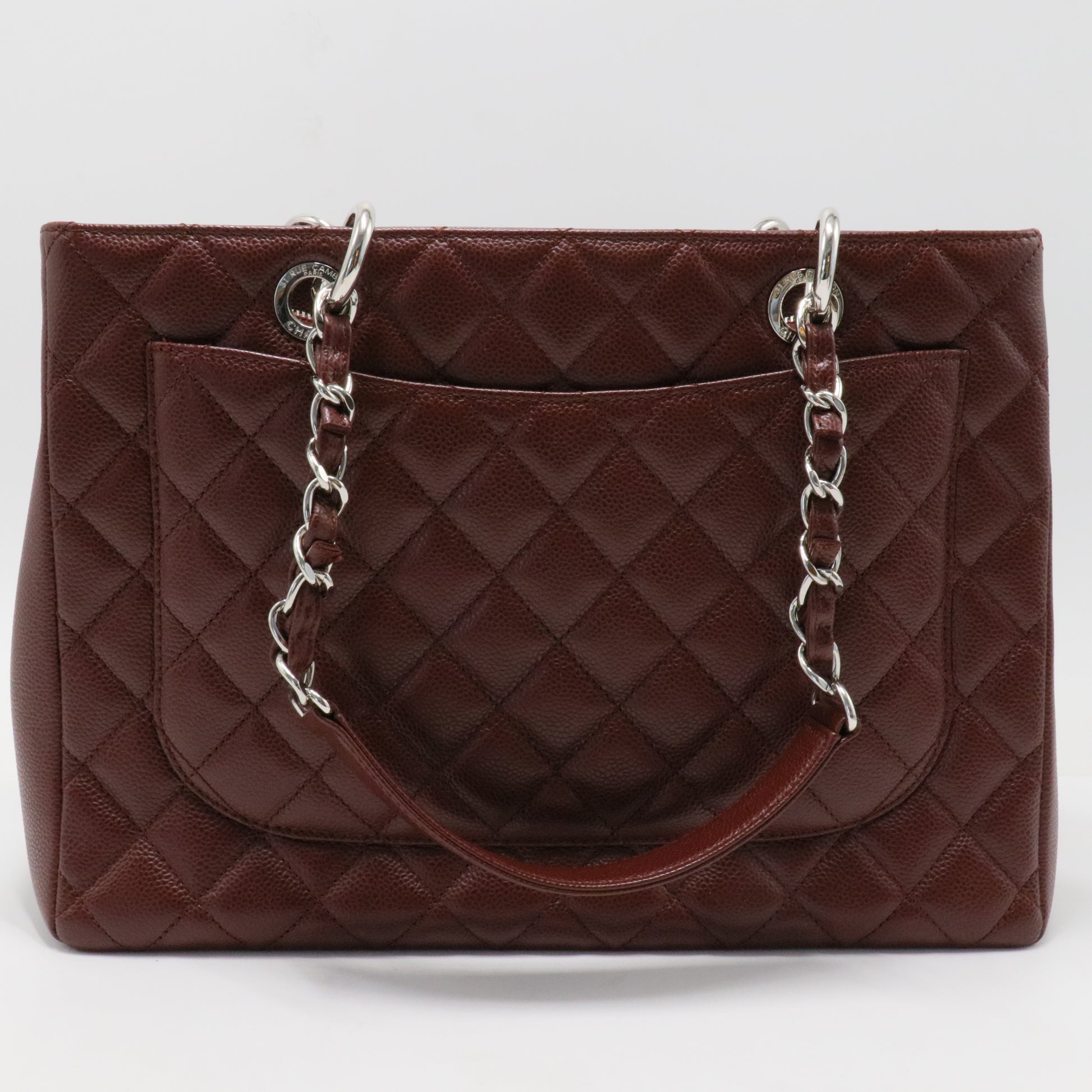 Grand Shopping Tote Quilted Caviar Burgundy
