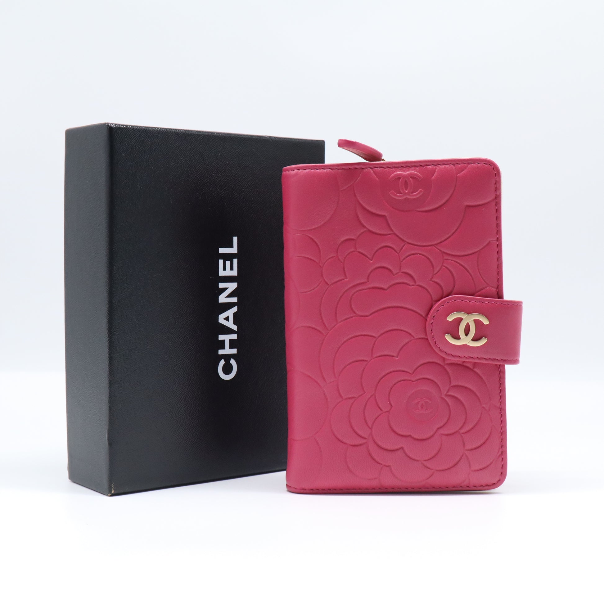 Chanel Camellia Embossed French Flap Wallet  W21619