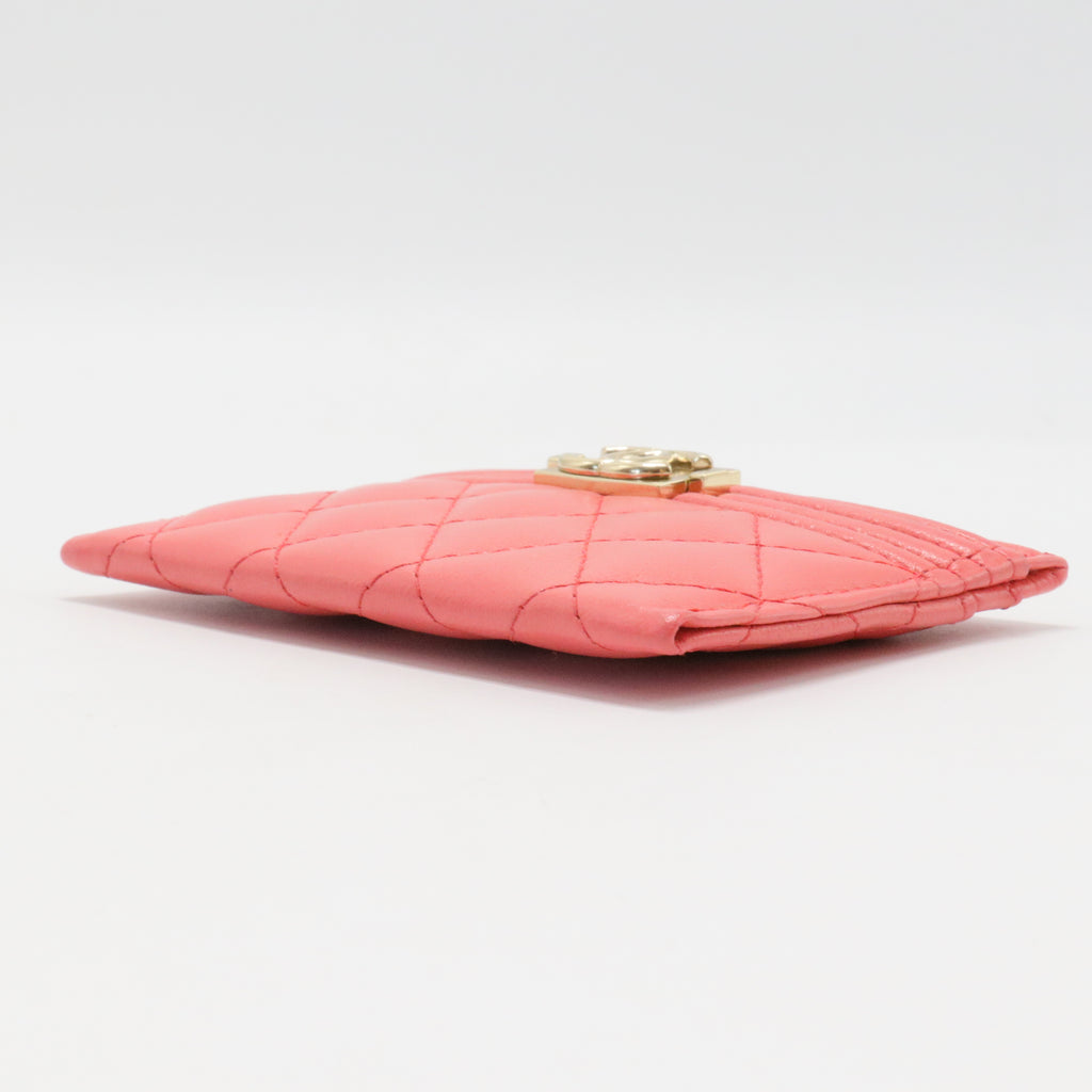 Caviar Quilted Boy Card Holder Pink