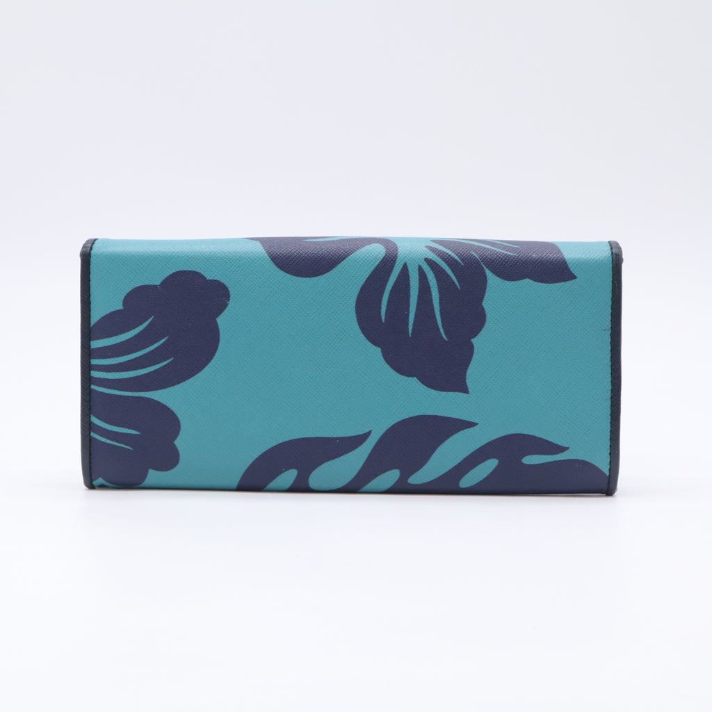 Prada Saffiano Hibiscus Print Continental Flap Wallet W22705