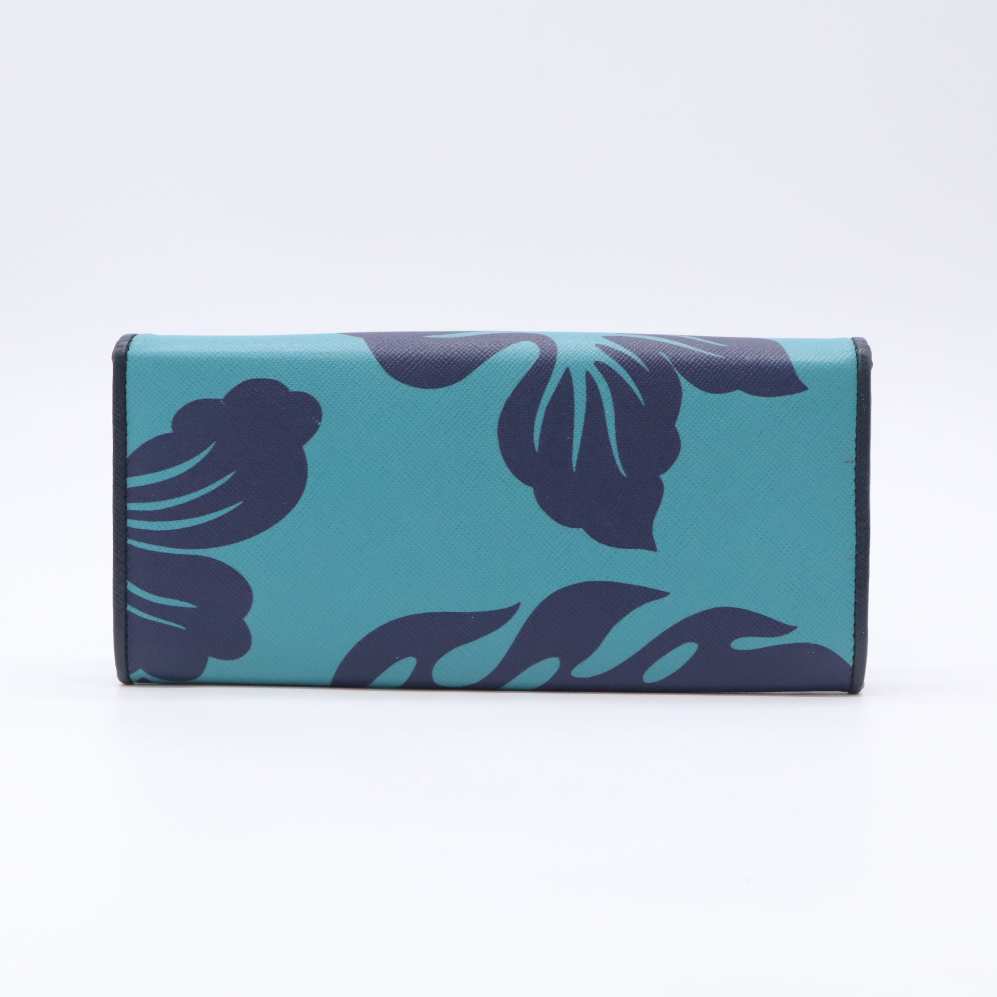 Prada Saffiano Hibiscus Print Continental Flap Wallet W22705