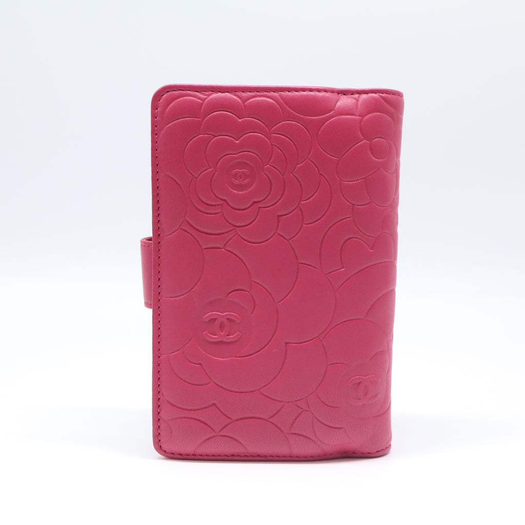 Chanel Camellia Embossed French Flap Wallet  W21619