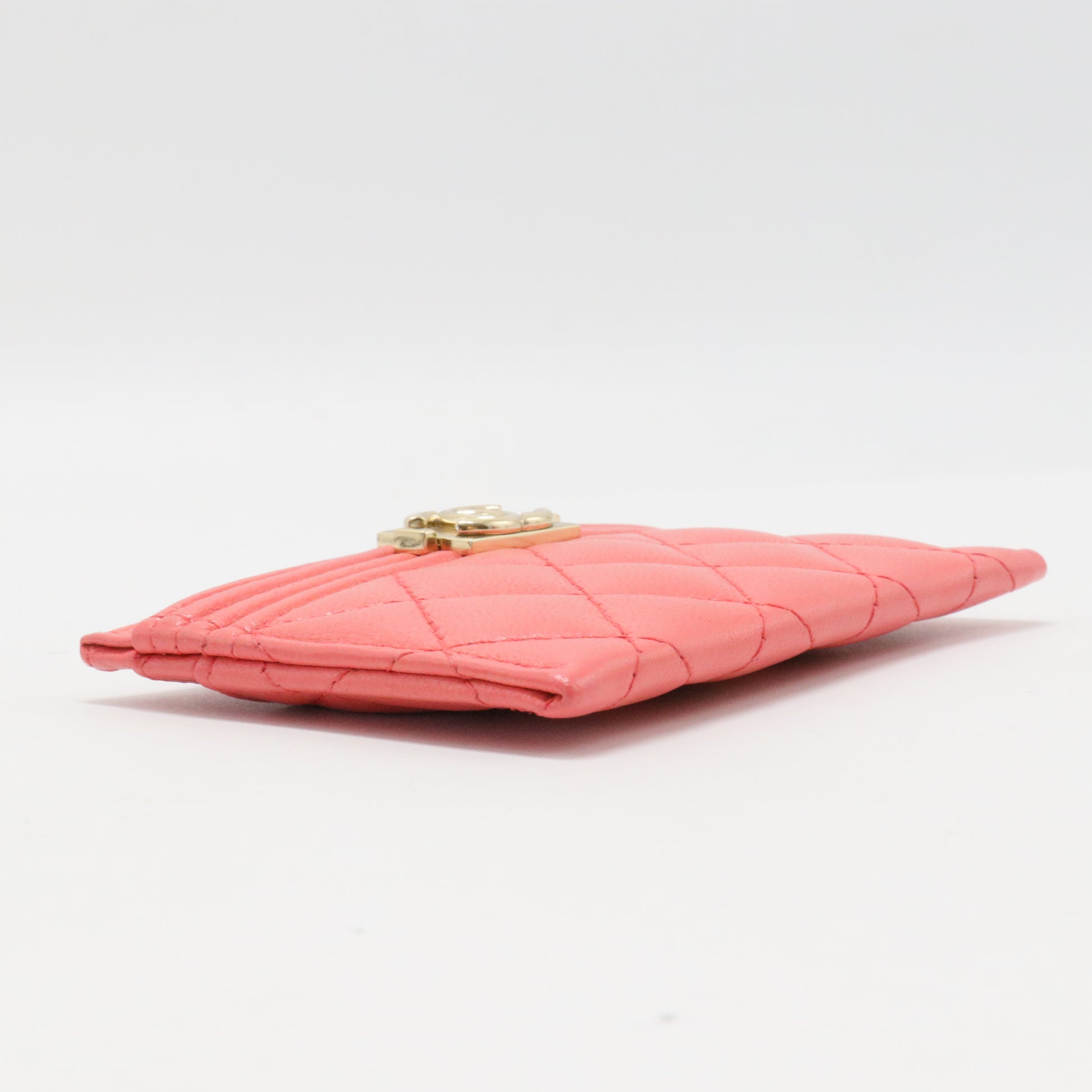 Caviar Quilted Boy Card Holder Pink