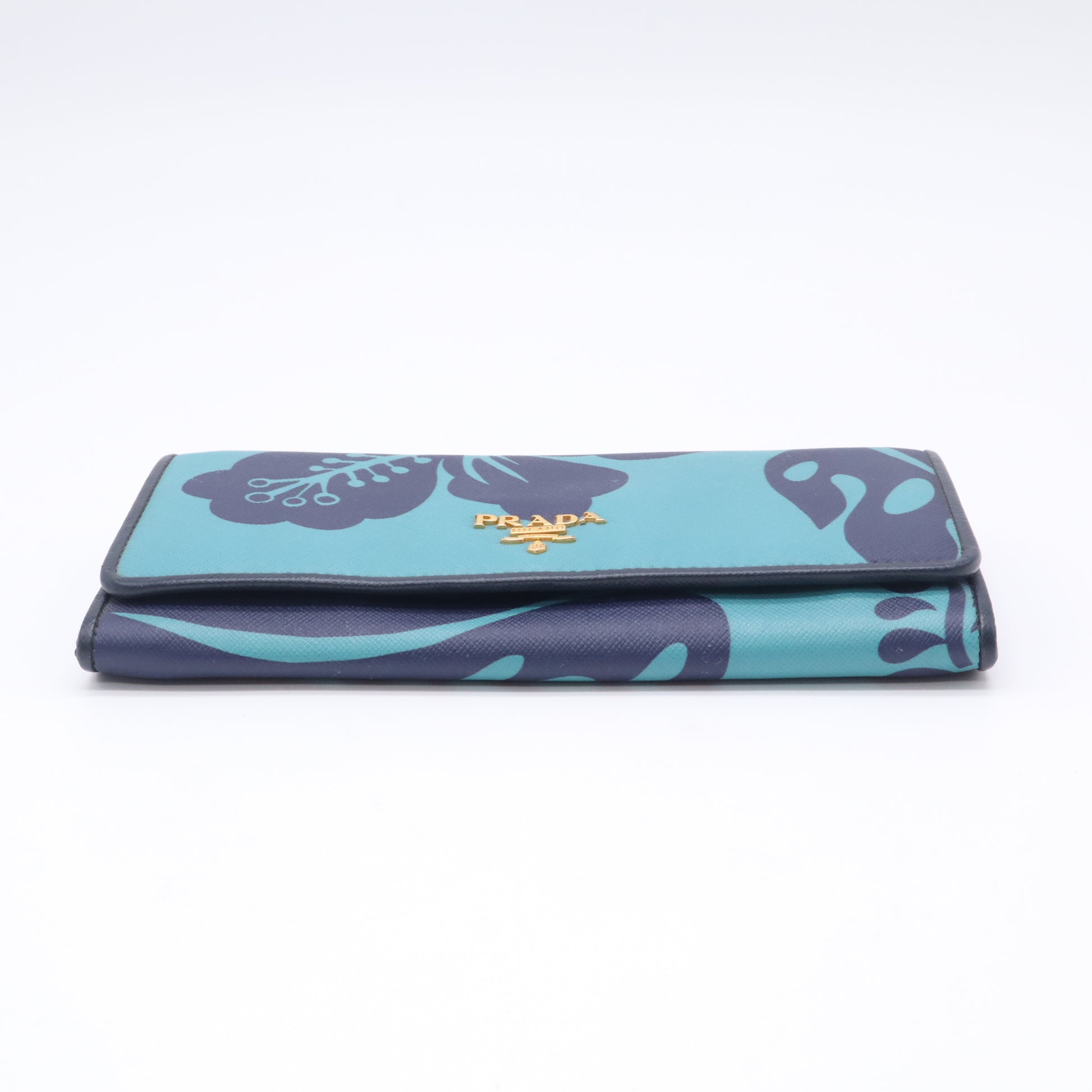 Prada Saffiano Hibiscus Print Continental Flap Wallet W22705