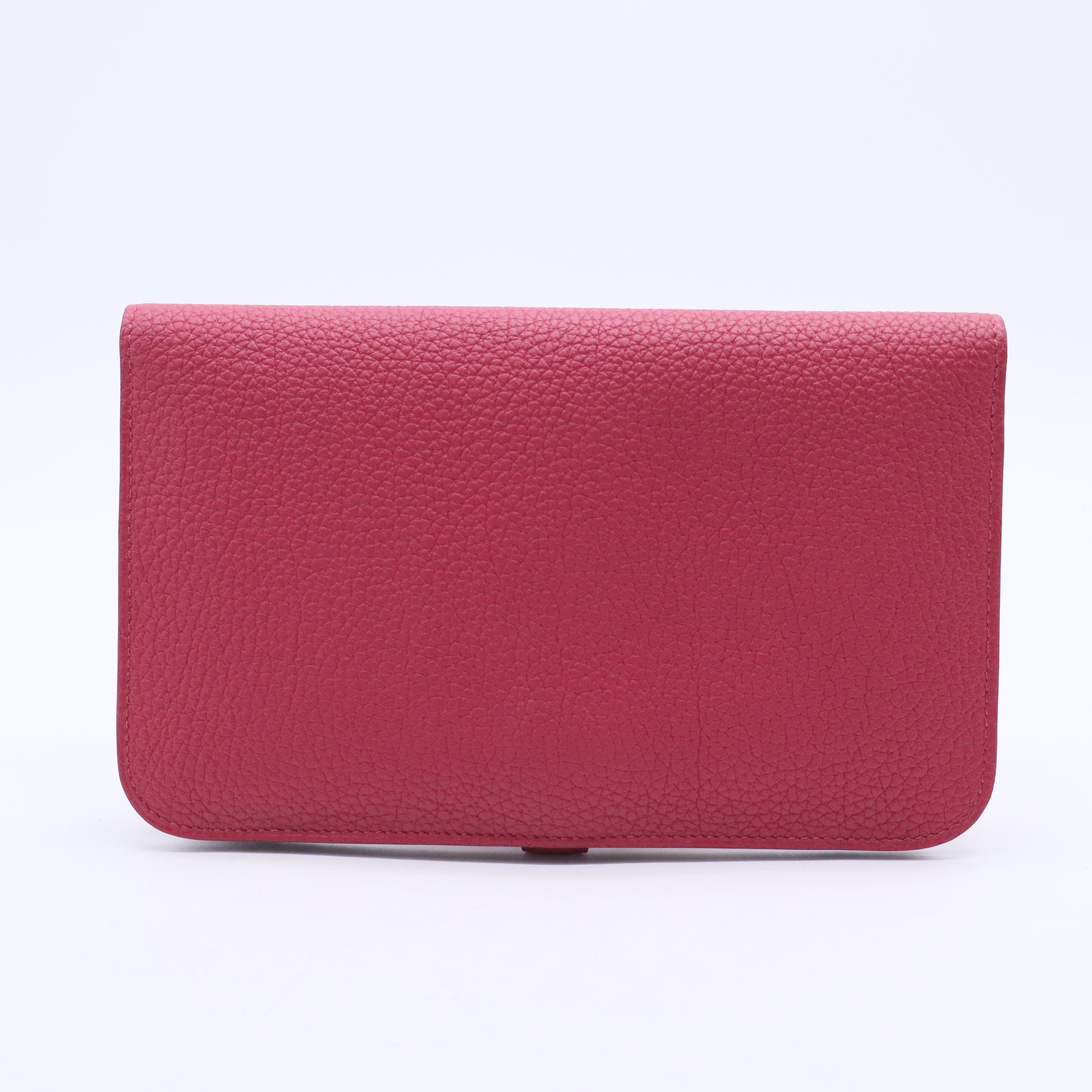Hermes Rubis Clemence Leather Palladium Plated Dogon Combined Wallet Twins LDJ3059