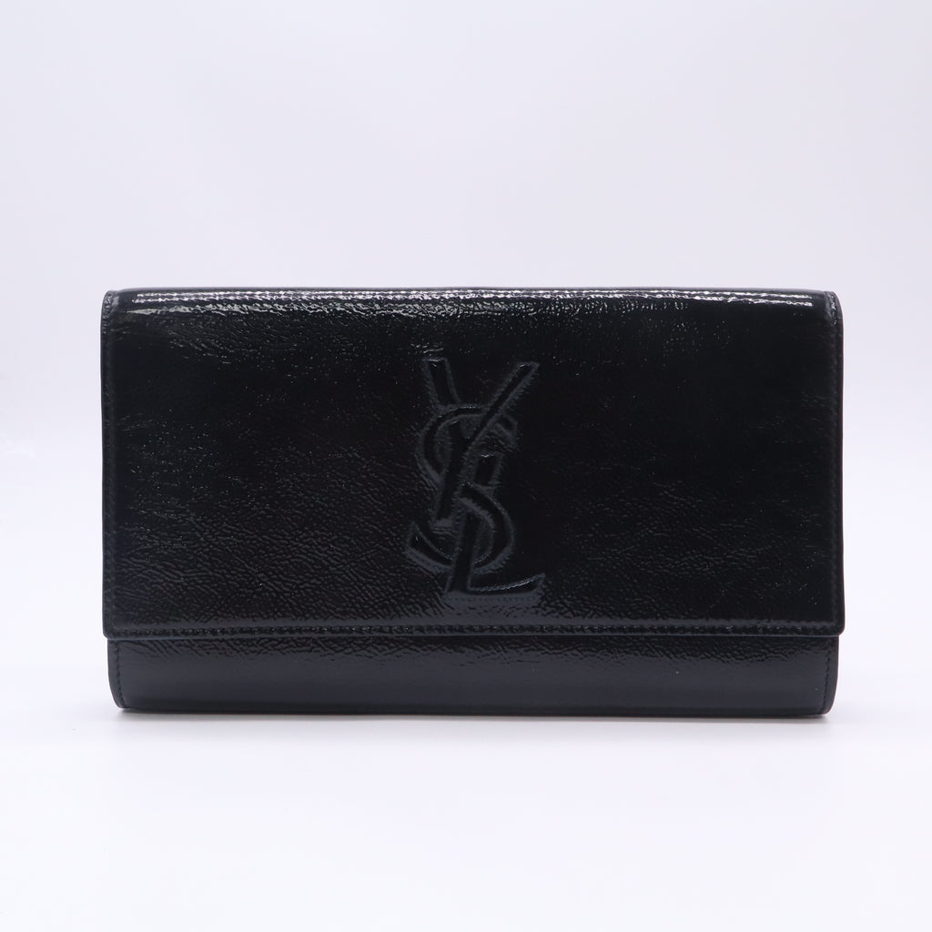 Yves Saint Laurent Black Patent Leather Belle de Jour Flap Clutch W22714