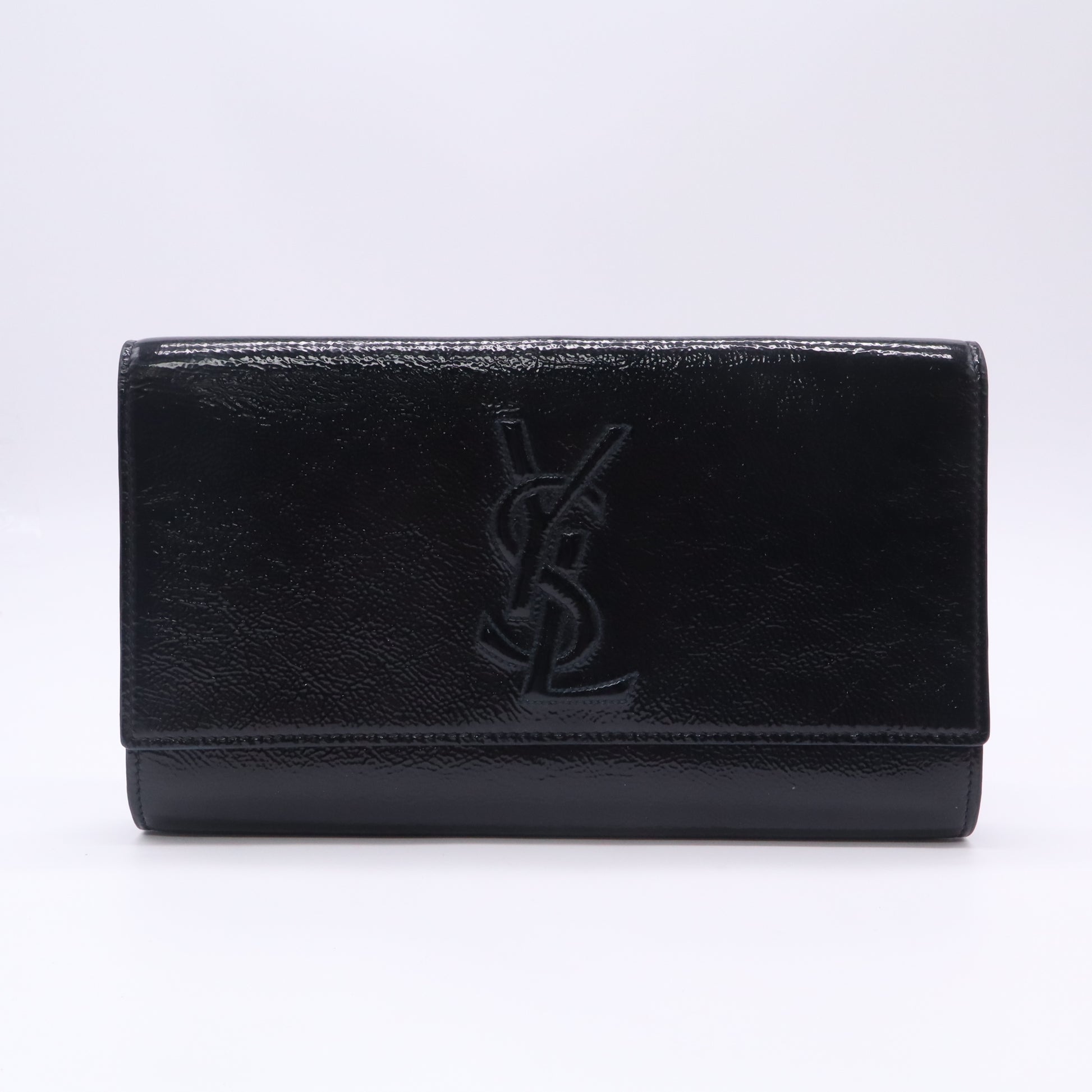Yves Saint Laurent Black Patent Leather Belle de Jour Flap Clutch W22714