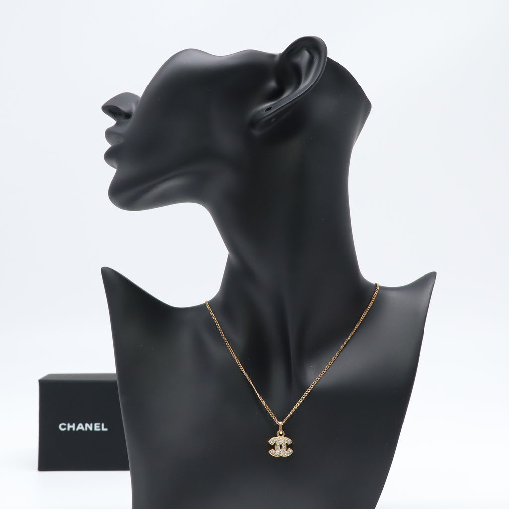 Chanel Classic Crystal Pave CC Pendant Necklace W21993