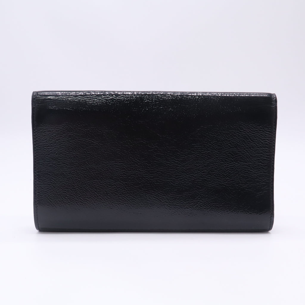 Yves Saint Laurent Black Patent Leather Belle de Jour Flap Clutch W22714