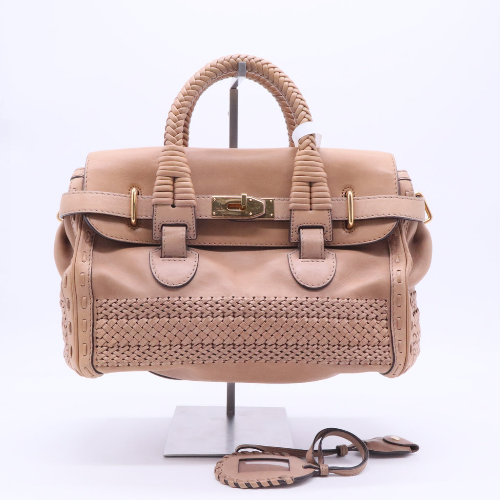 Gucci Brown Leather Medium Handmade Top Handle Satchel twins