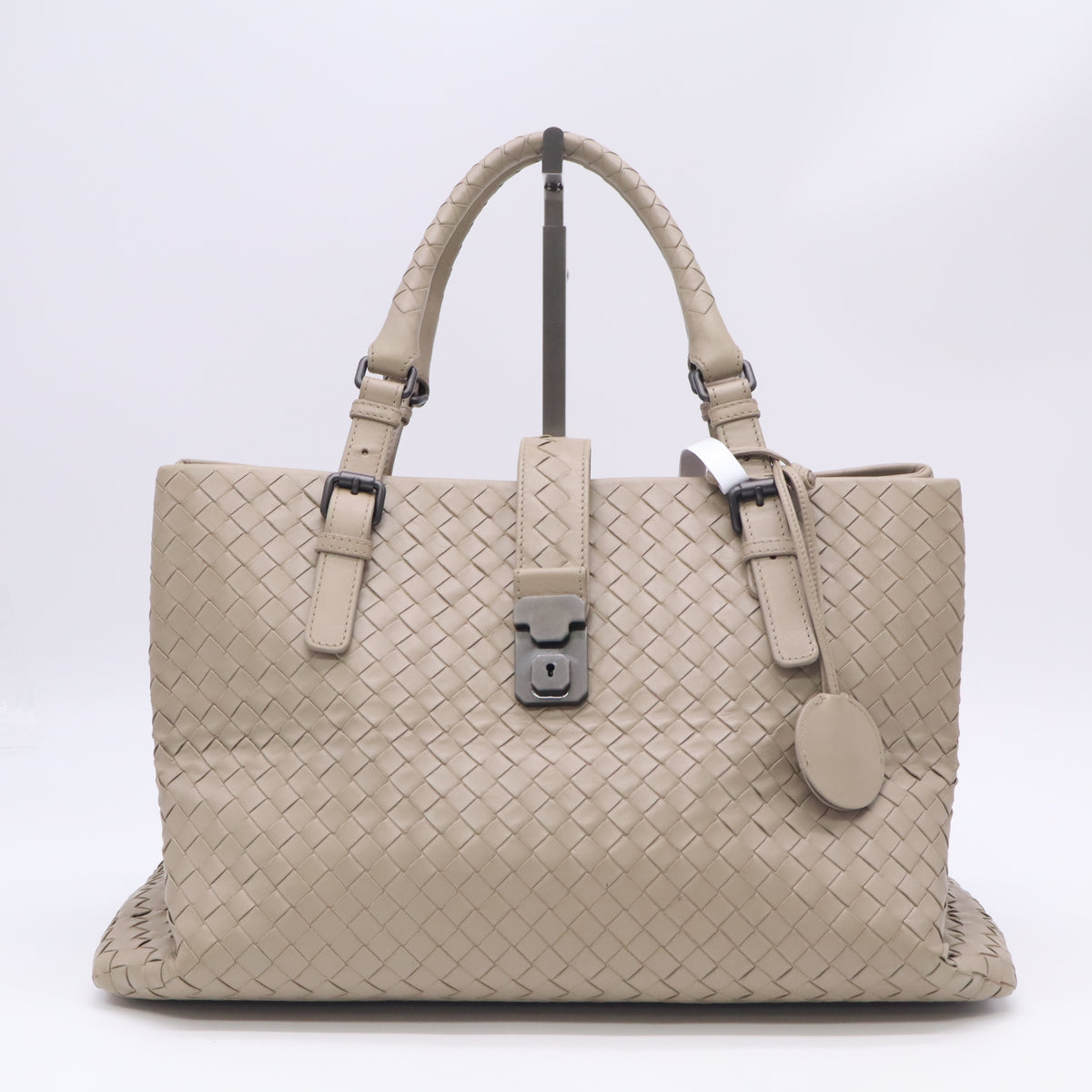 Bottega Veneta Large Roma Tote Bag Lambskin Intrecciato Nappa Grey B24053