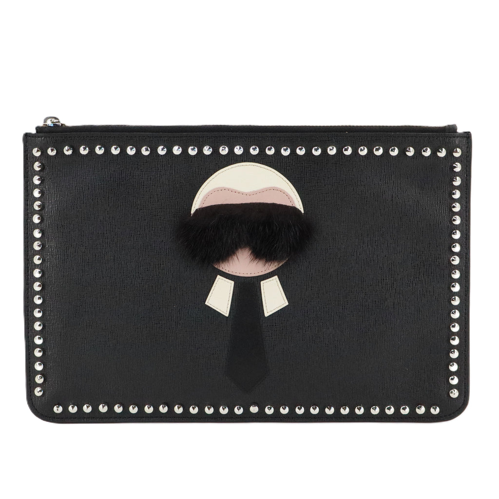 Karlito Pouch Studded Saffiano Leather Medium