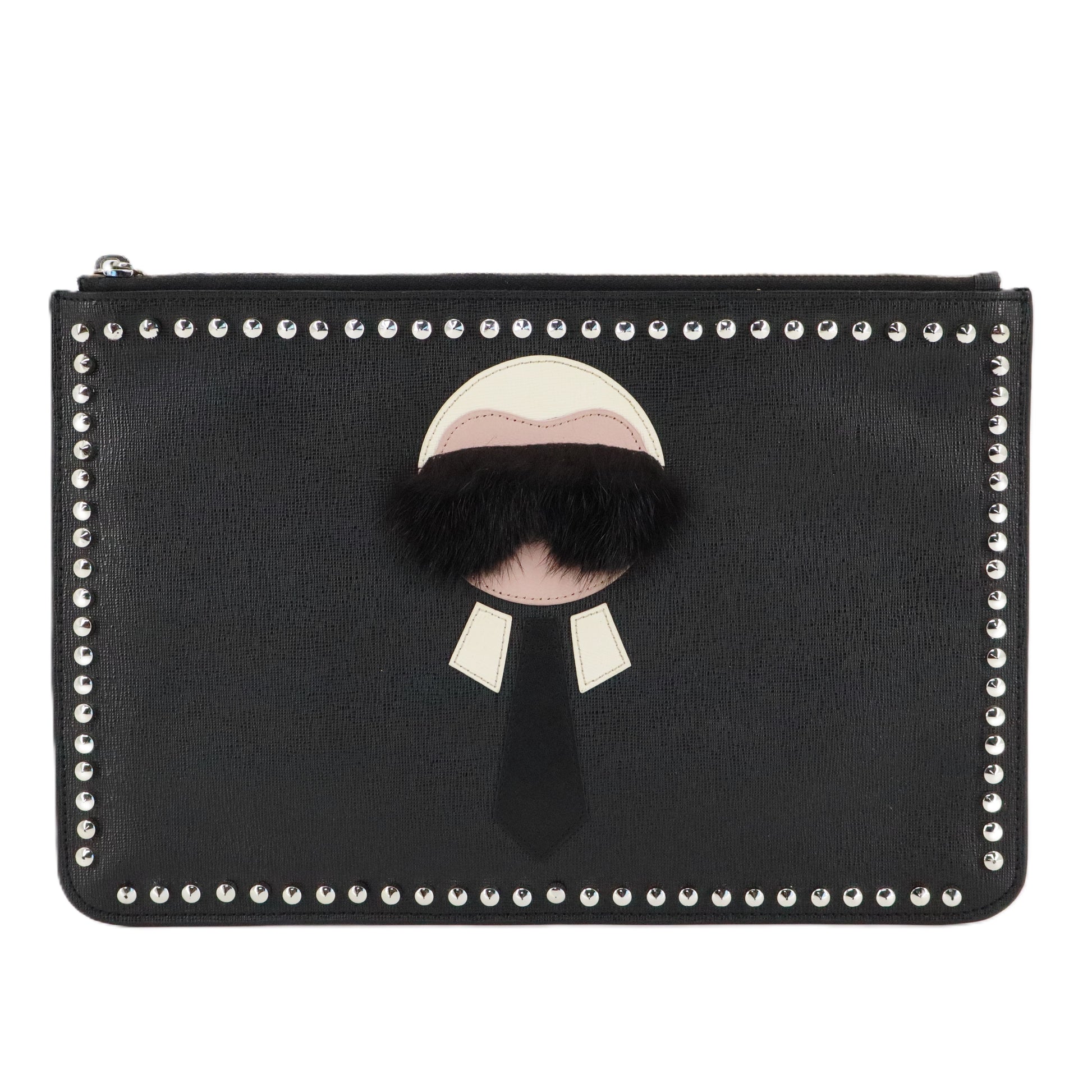 Karlito Pouch Studded Saffiano Leather Medium