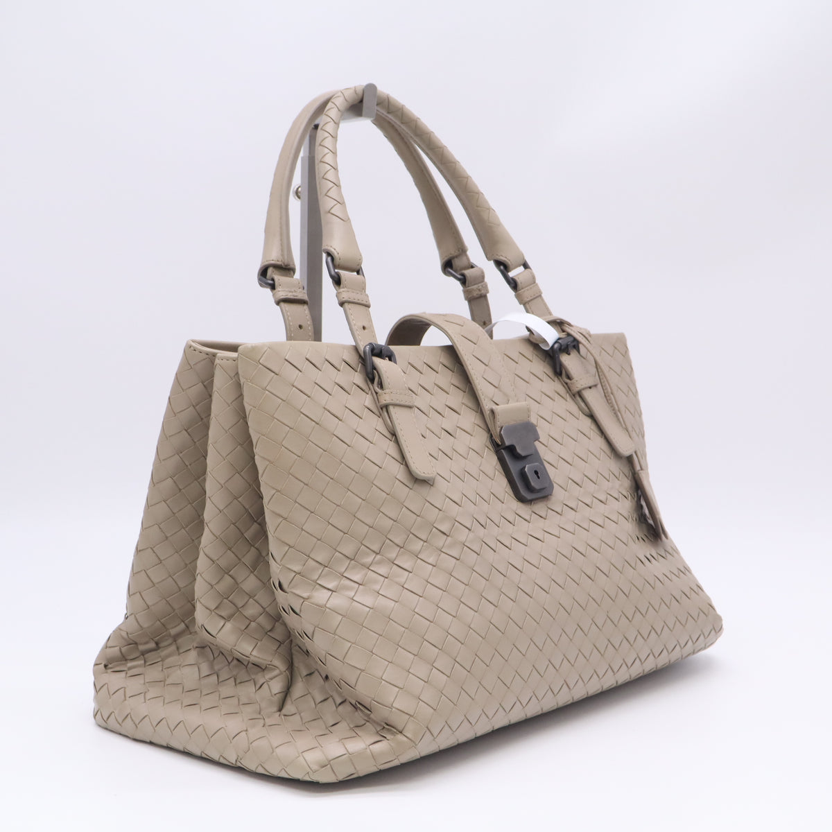 Bottega Veneta Large Roma Tote Bag Lambskin Intrecciato Nappa Grey B24053