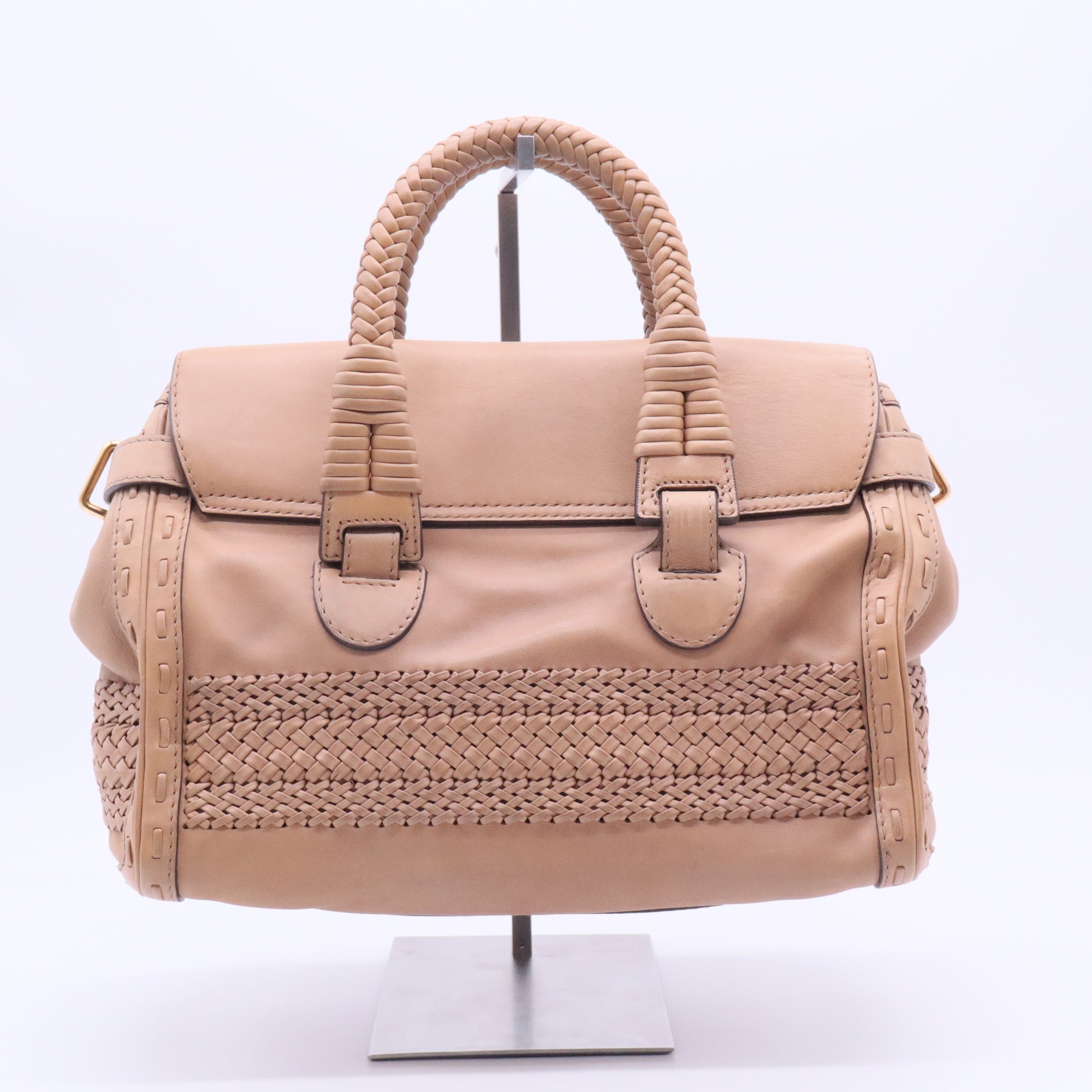 Gucci Brown Leather Medium Handmade Top Handle Satchel twins