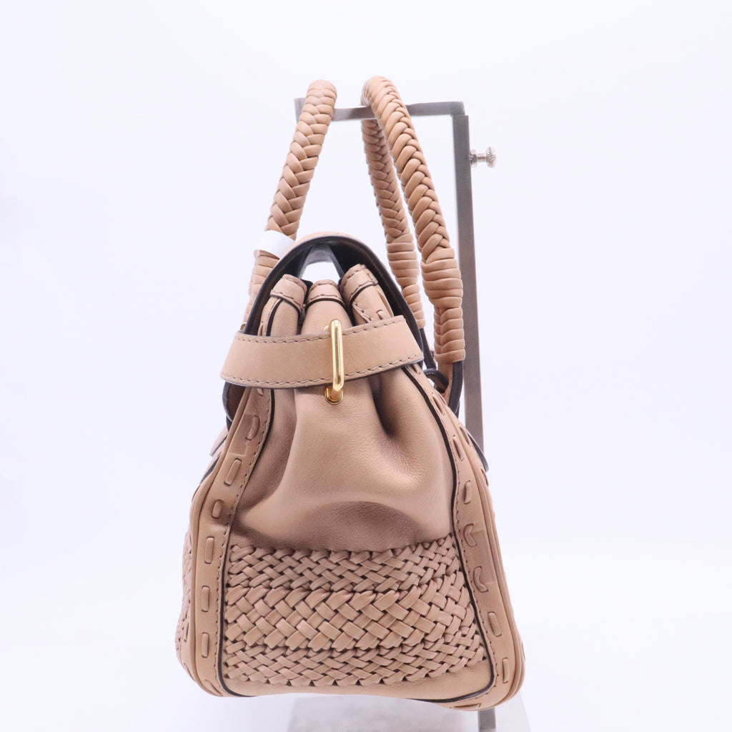 Gucci Brown Leather Medium Handmade Top Handle Satchel twins