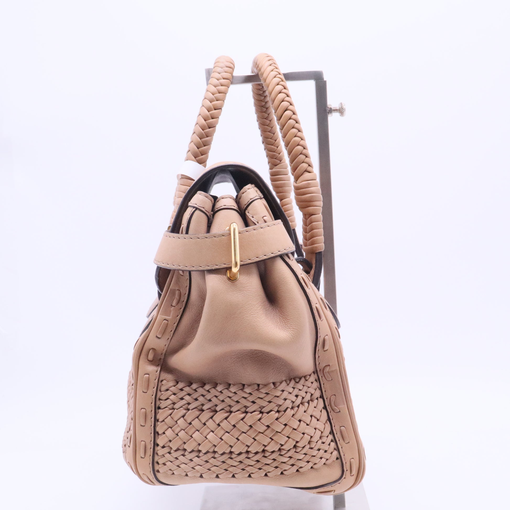Gucci Brown Leather Medium Handmade Top Handle Satchel twins